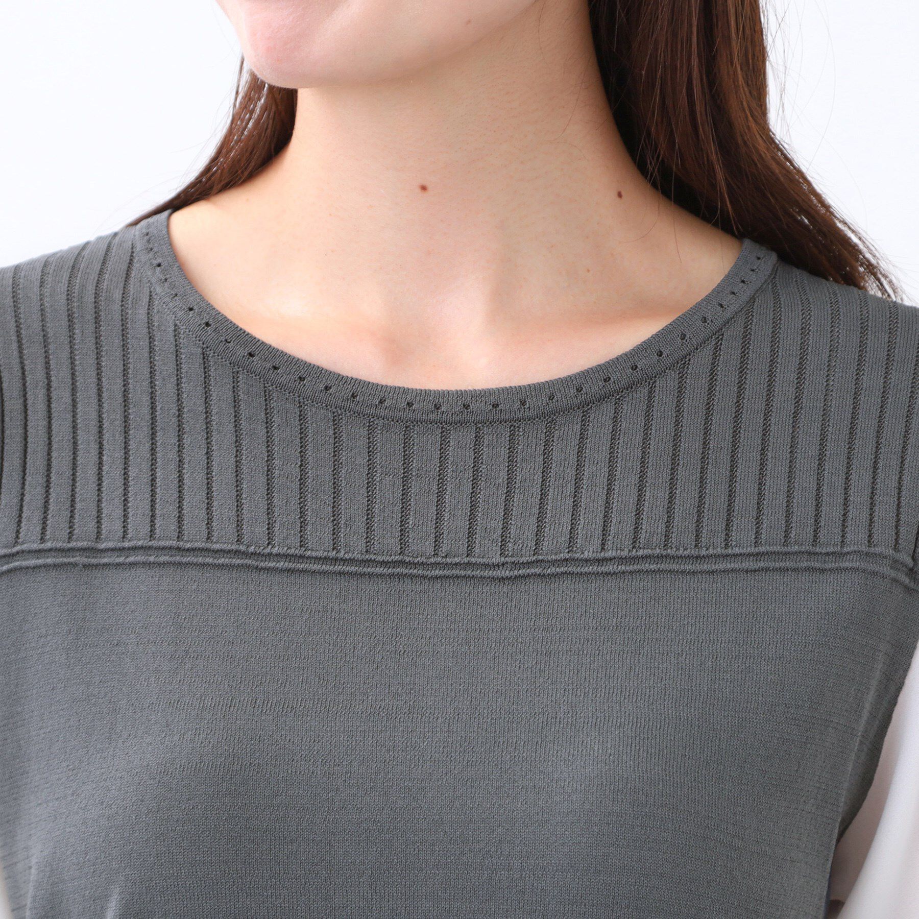 Reflect「【WEB先行カラーあり／手洗い可】ジョーゼットスリーブ&times;ニット」|Tシャツ・カットソー|