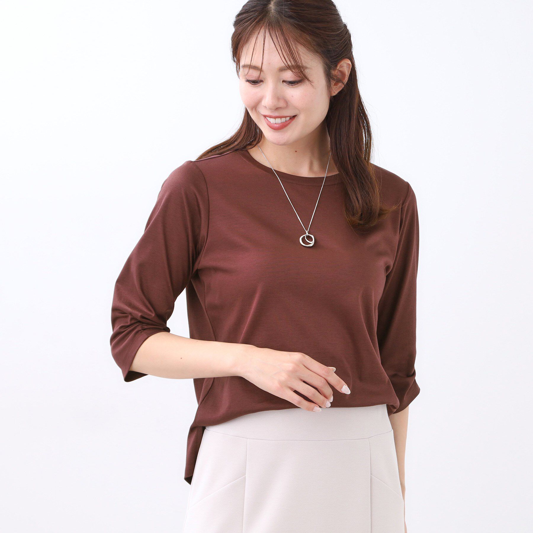 Reflect「【アウターを着てもすっきり／手洗い可／インナーにおすすめ◎】六分袖プルオーバージャージ」|Tシャツ・カットソー|