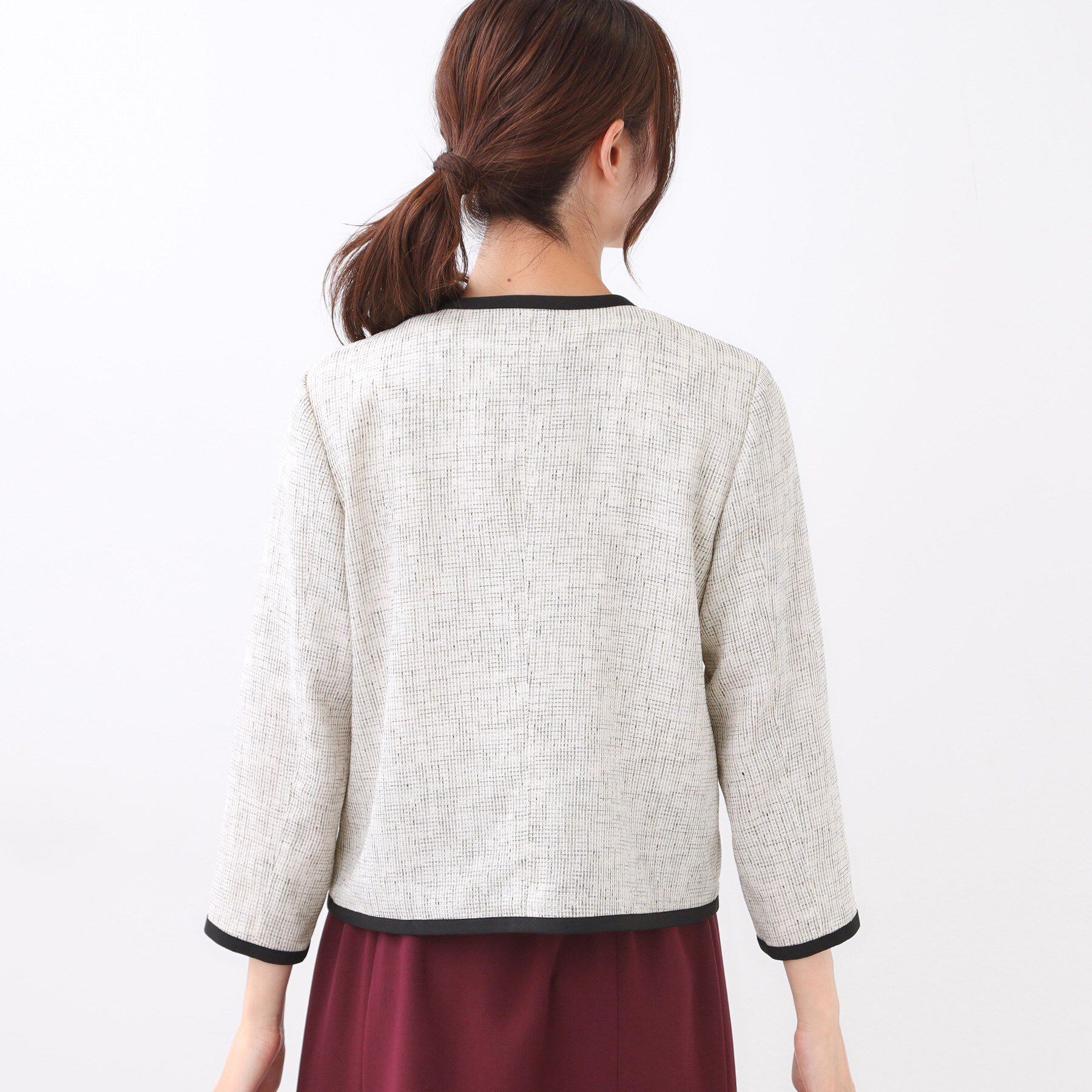 Reflect「【軽い着心地】メッシュツイードジャケット」|ノーカラージャケット|