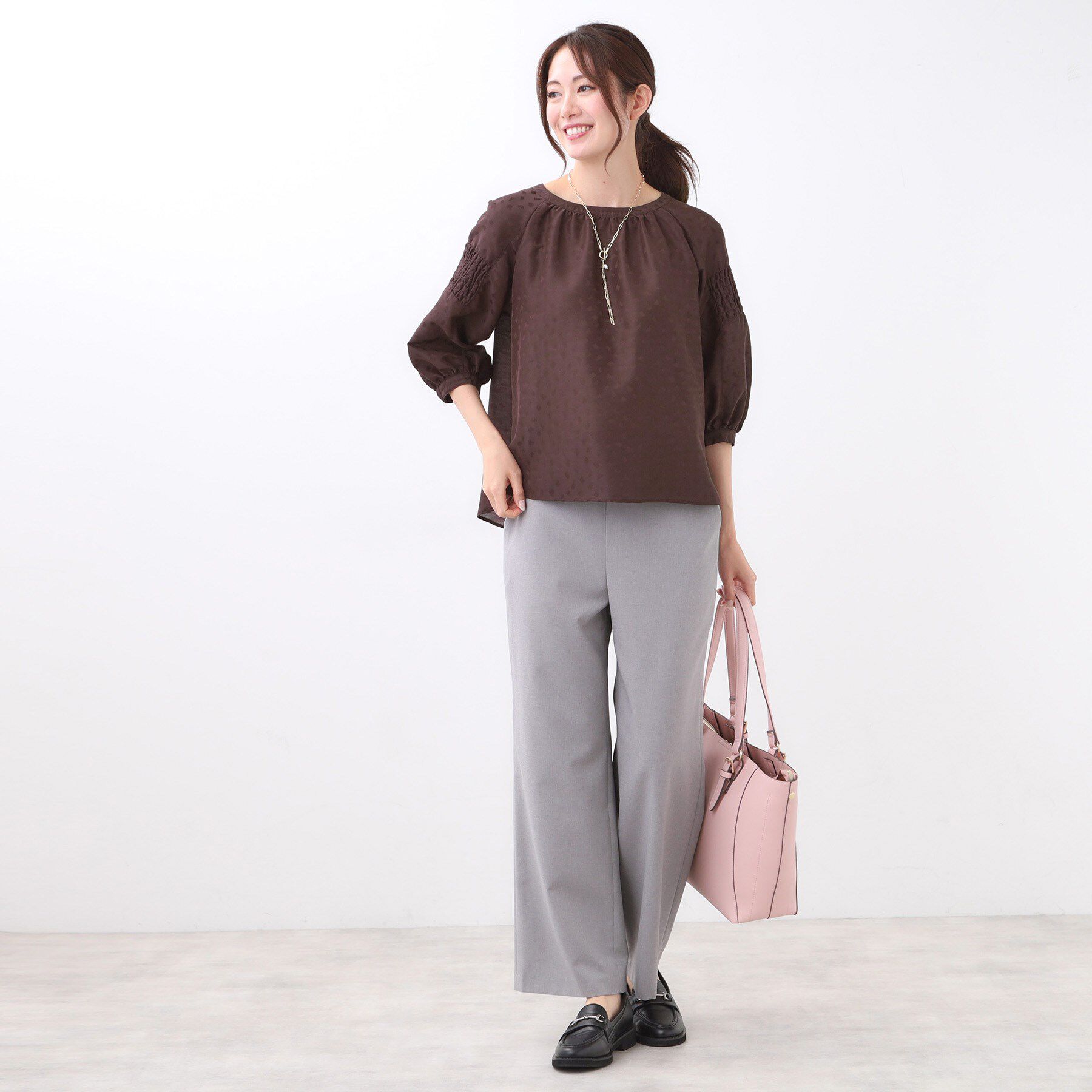 Reflect「【一枚で着映える◎】レオパード風ジャカードブラウス」|シャツ・ブラウス|