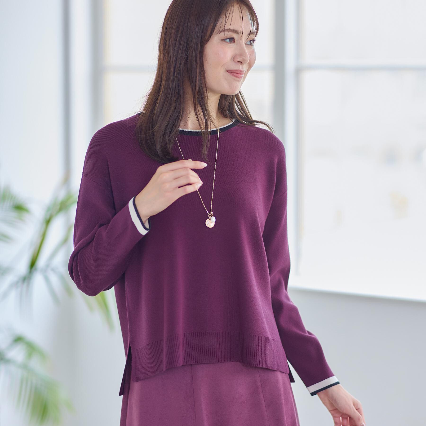 Reflect「【WEB先行カラーあり／セットアップ可】ゆったりフォルムニット」|ニット・セーター|ボルドー(564)
