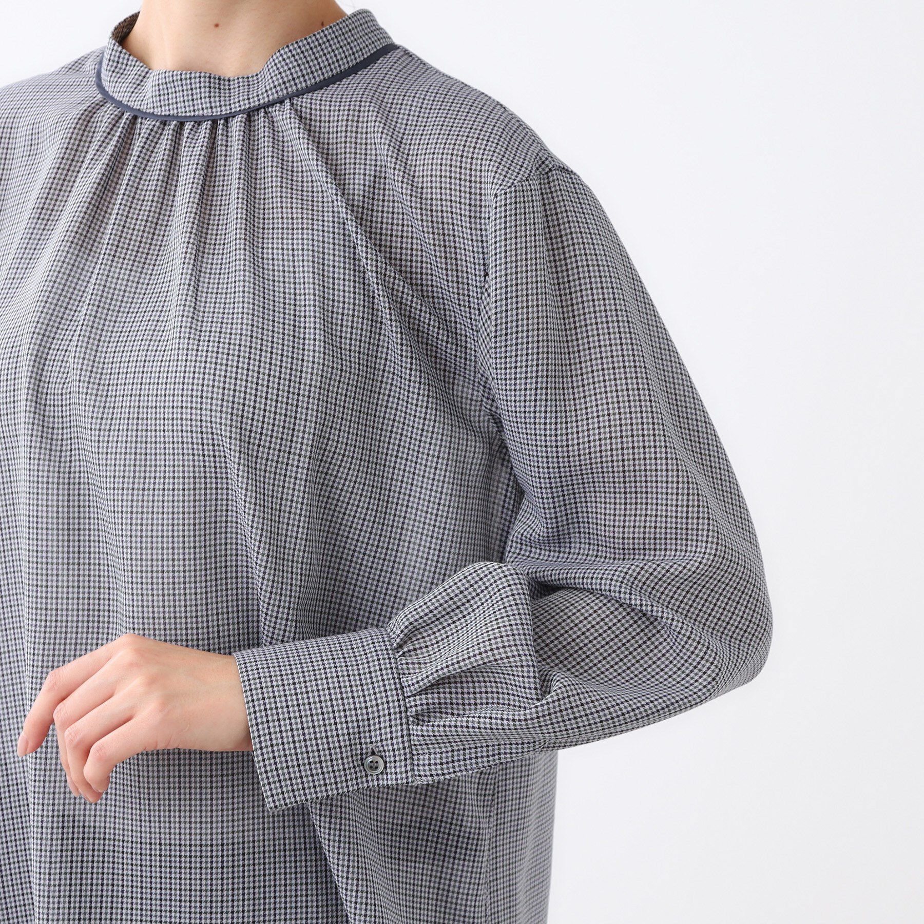 Reflect「【長め丈／ドライタッチ】ガンクラブチェック柄ブラウス」|シャツ・ブラウス|