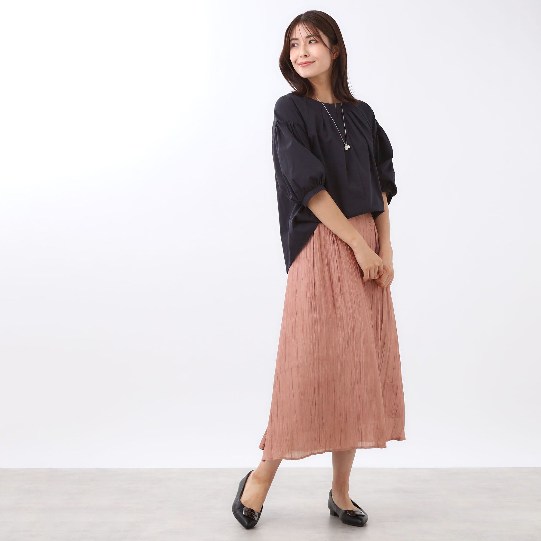 Reflect「【秋映え／華やかな揺れ感】ワッシャー加工タックフレアロングスカート」|スカート|