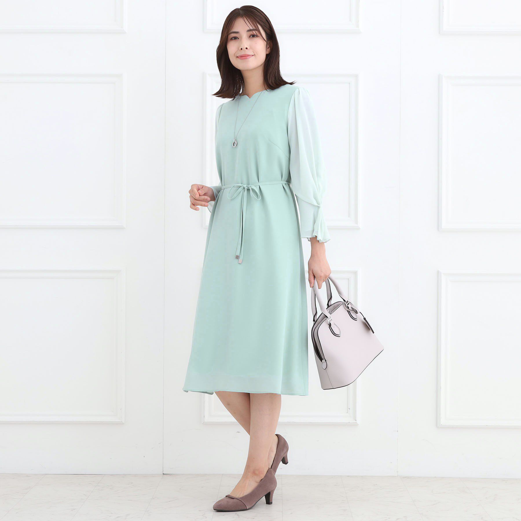 Reflect「【付属リボン付き】スリーブデザインジョーゼットワンピース」|ワンピース|