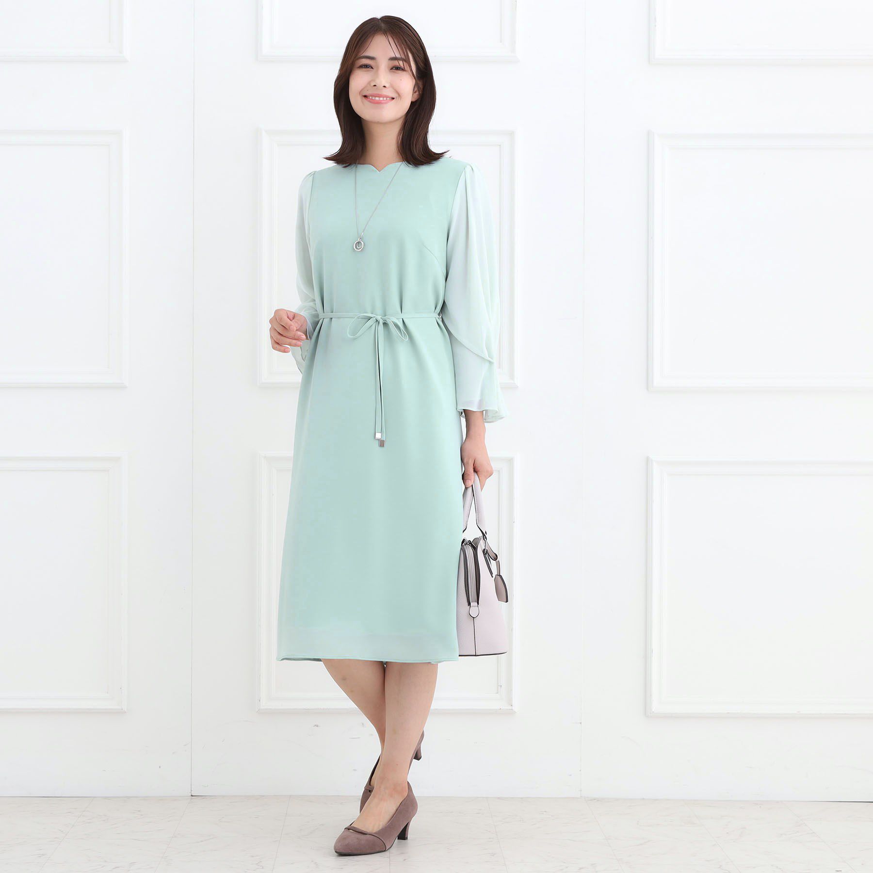 Reflect「【付属リボン付き】スリーブデザインジョーゼットワンピース」|ワンピース|