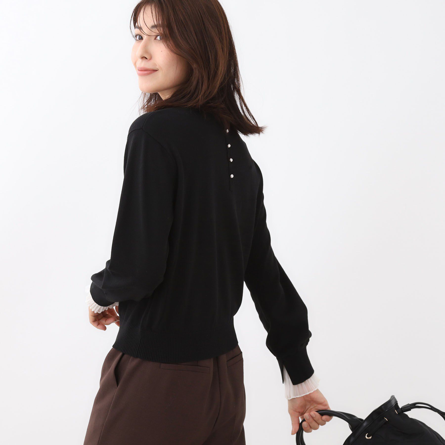 Reflect「【秋映え／重ね着風スタイルに◎】フリルプリーツスリーブニット」|ニット・セーター|