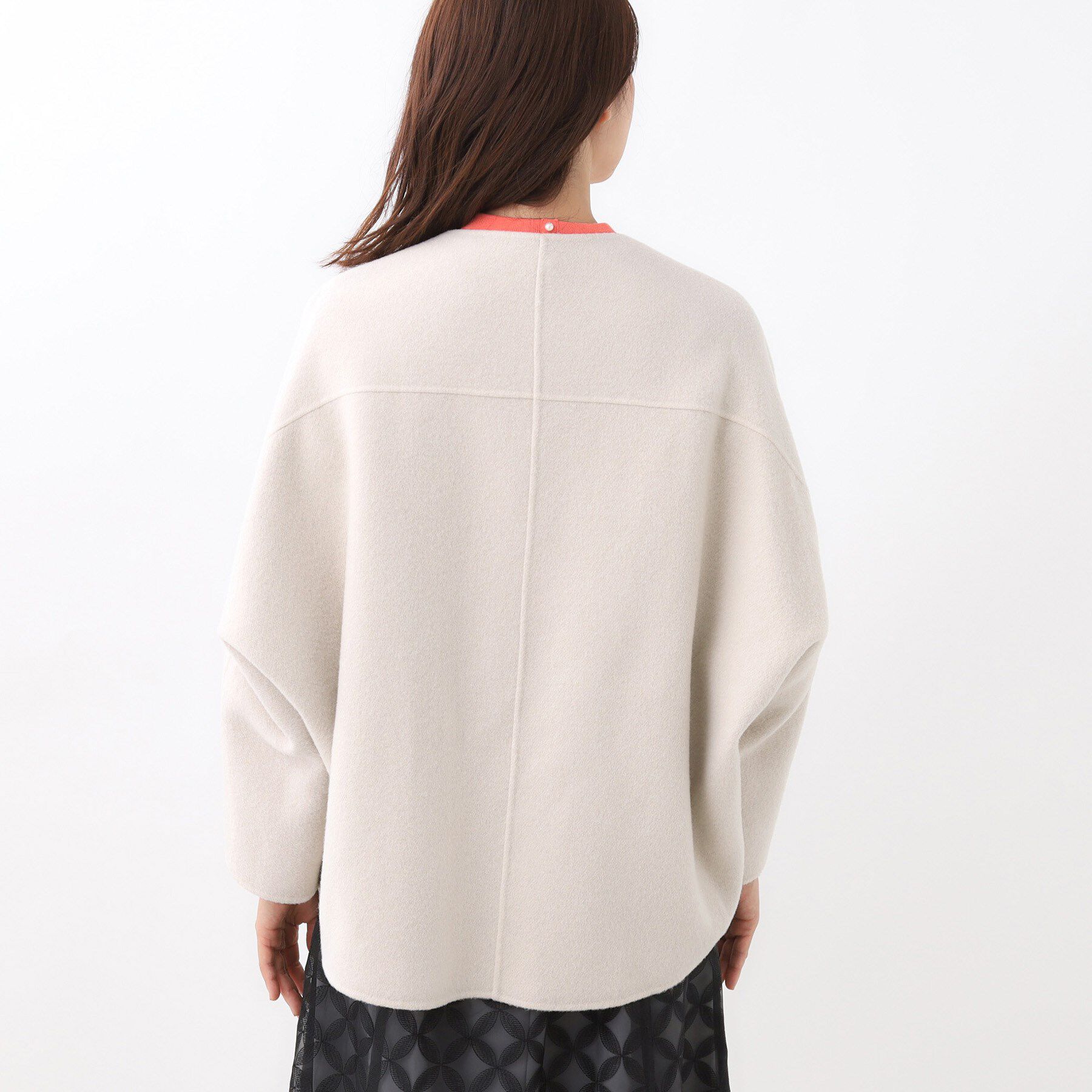 Reflect「リバー仕立てショートコート」|ノーカラーコート|