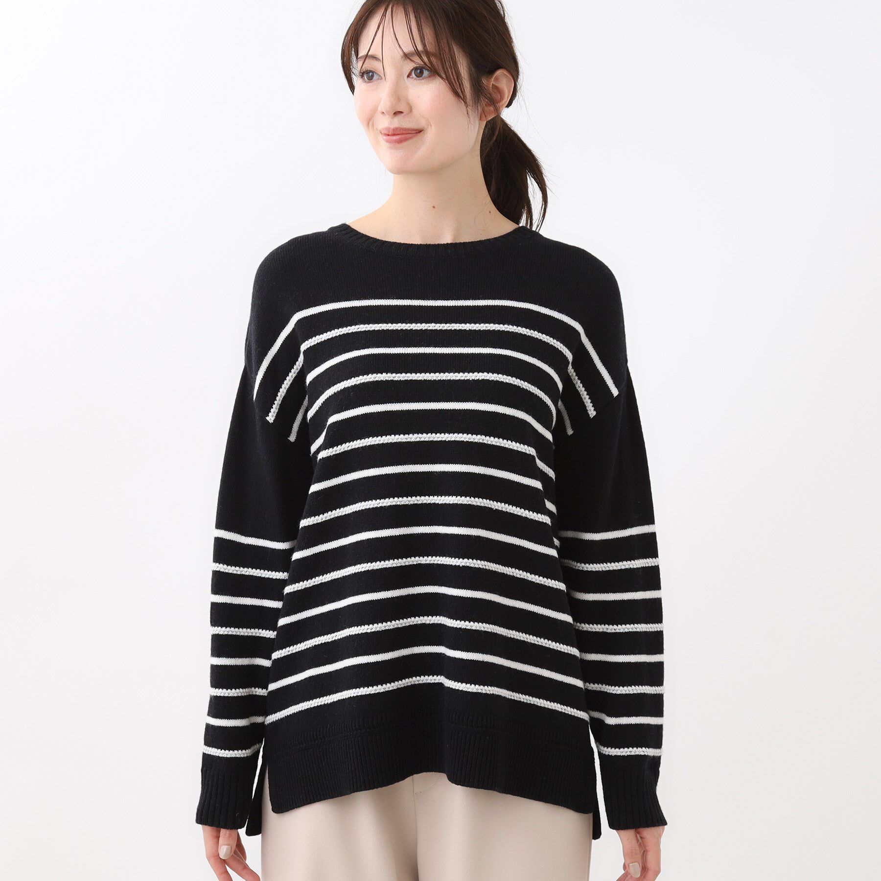 Reflect「【ゆったり着られる◎】ボートネックボーダーニット」|ニット・セーター|