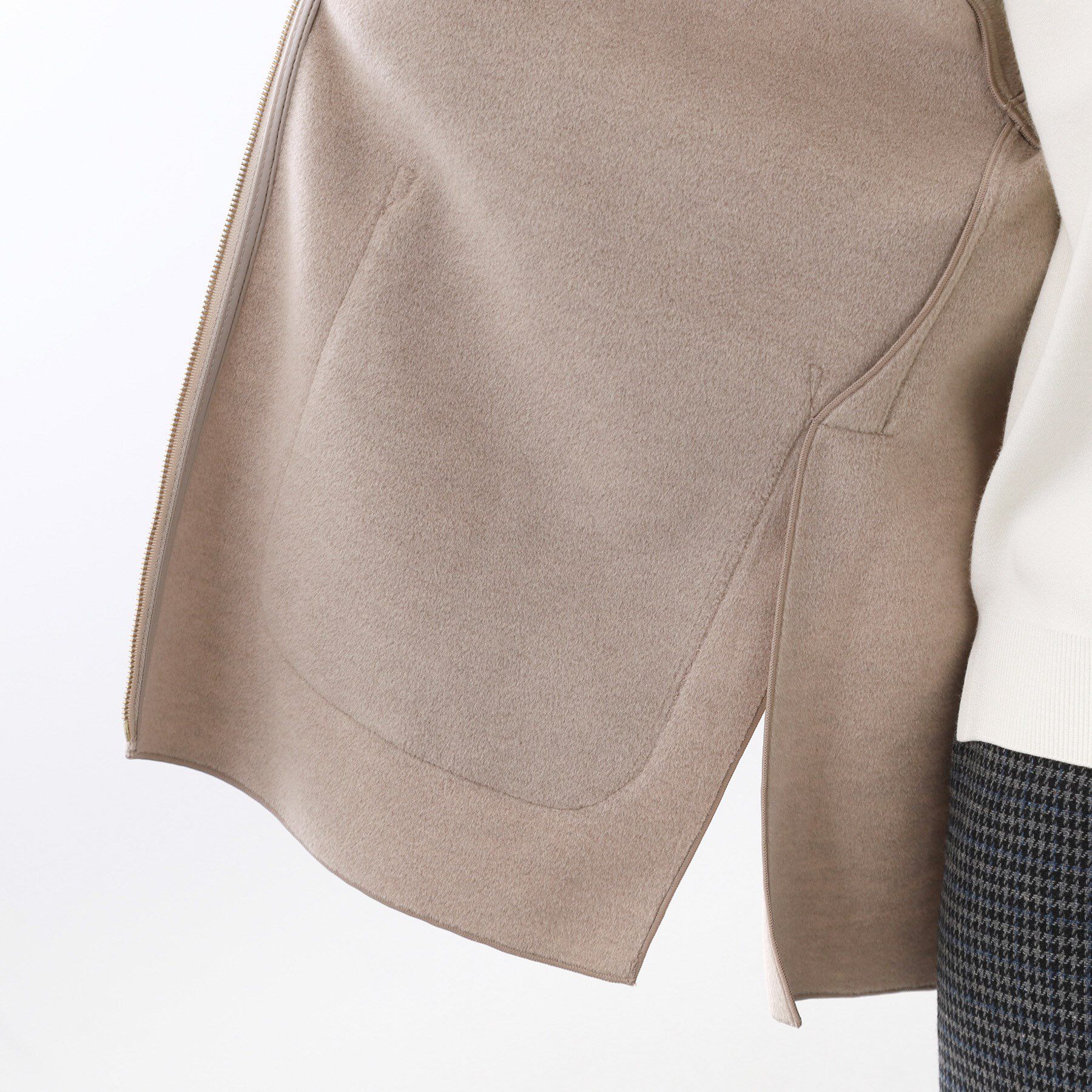 Reflect「【体型カバー／ゆったり着られる◎】リラクシーパイルコート」|ノーカラーコート|