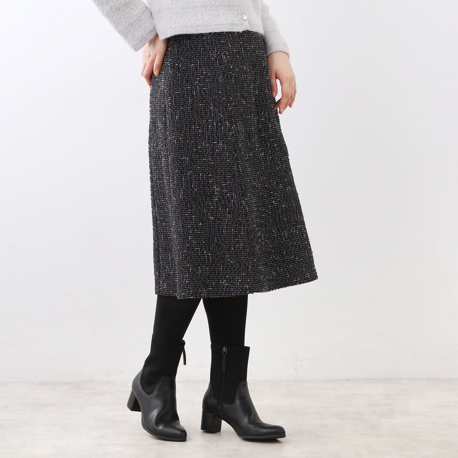 Reflect「【広がりすぎない／美シルエット◎】ツイードフレアスカート」|スカート|