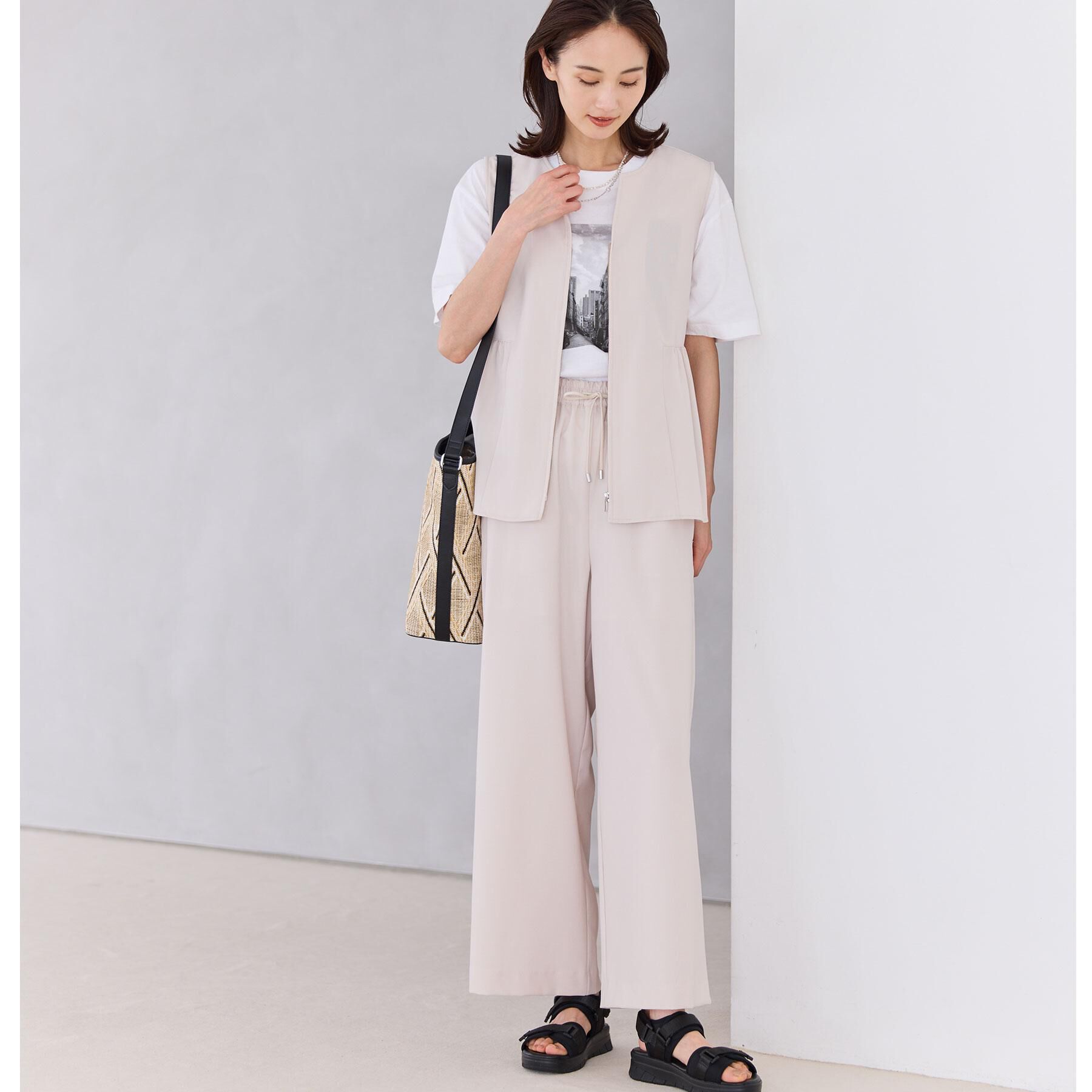 Reflect「【単品使い◎】ペプラムベスト＋リラクシーパンツセット」|スーツ|