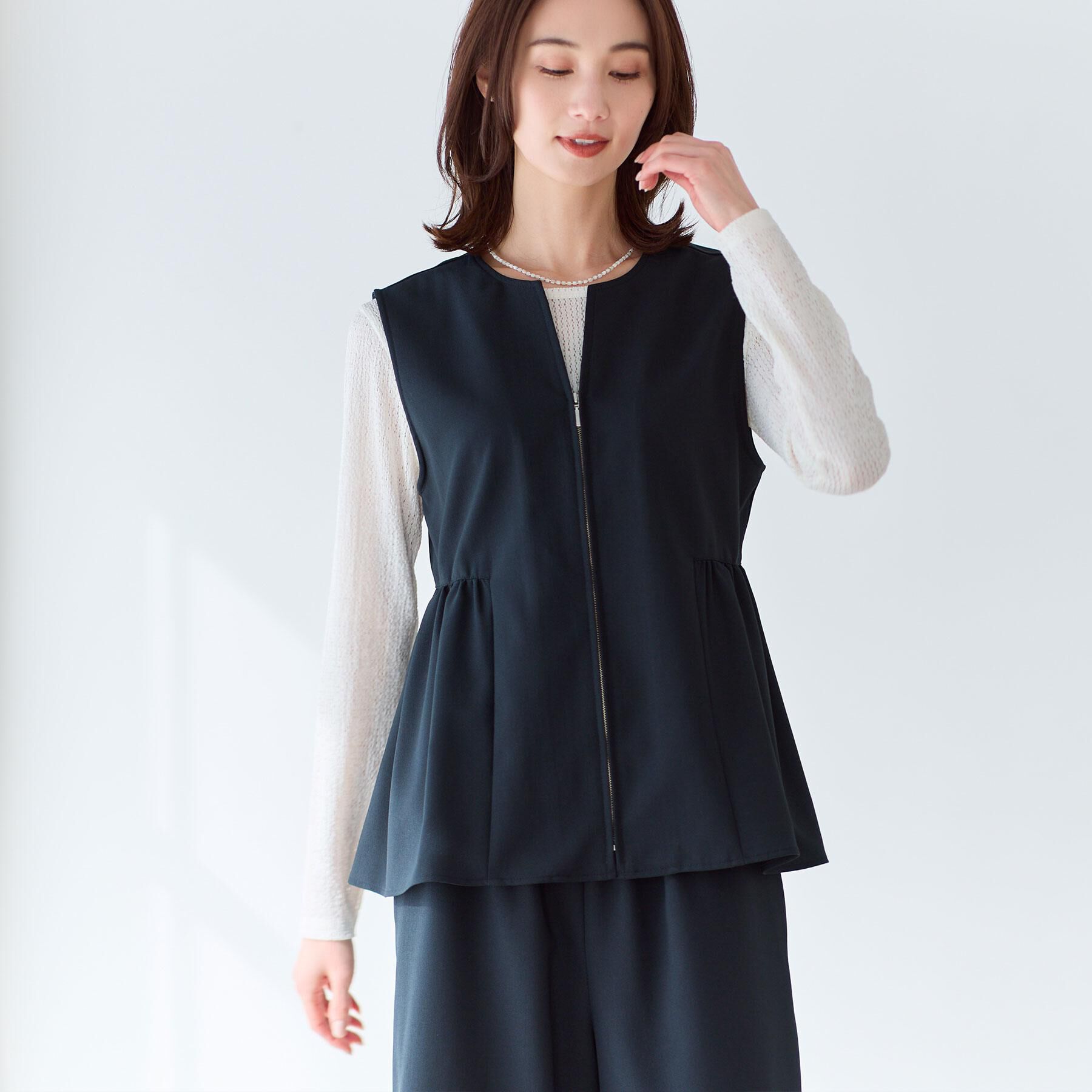 Reflect「【単品使い◎】ペプラムベスト＋リラクシーパンツセット」|スーツ|