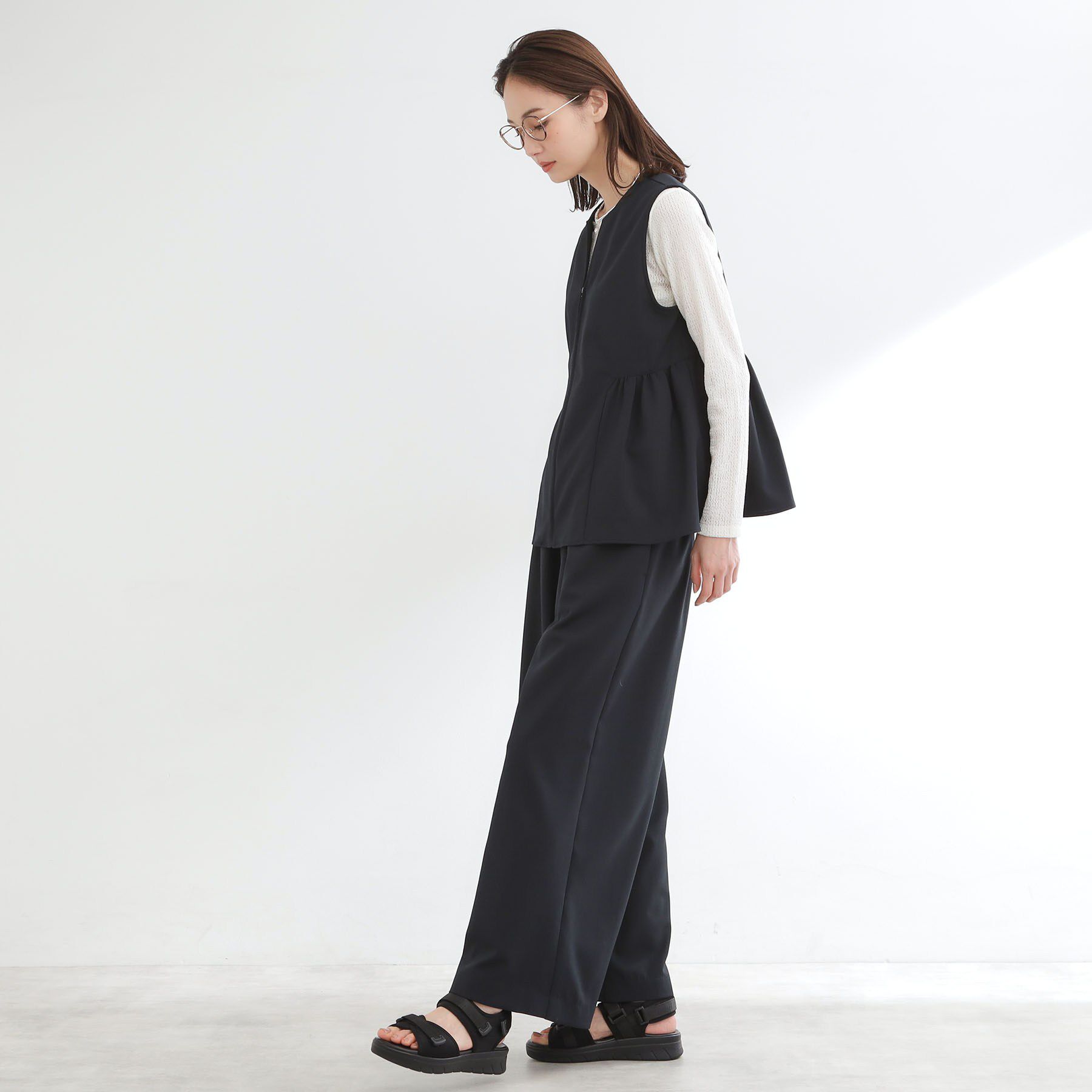 Reflect「【単品使い◎】ペプラムベスト＋リラクシーパンツセット」|スーツ|