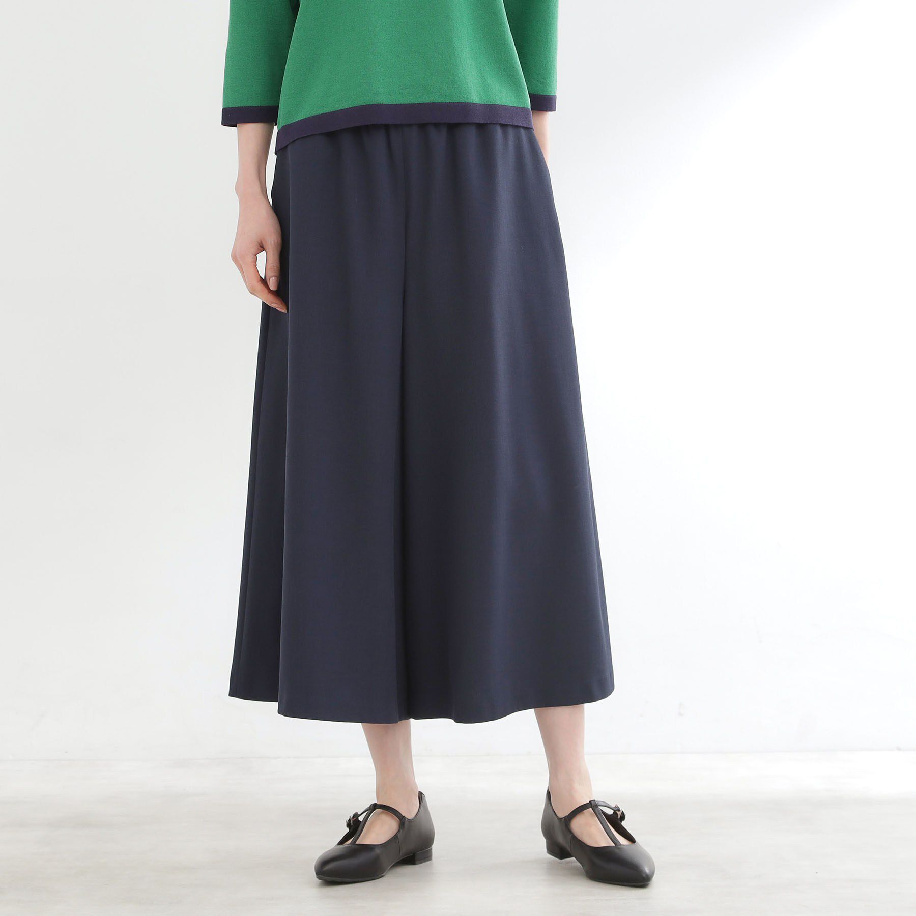 Reflect「【ウエスト総ゴム】リラクシーフレアスカーチョ」|その他|ネイビー(094)