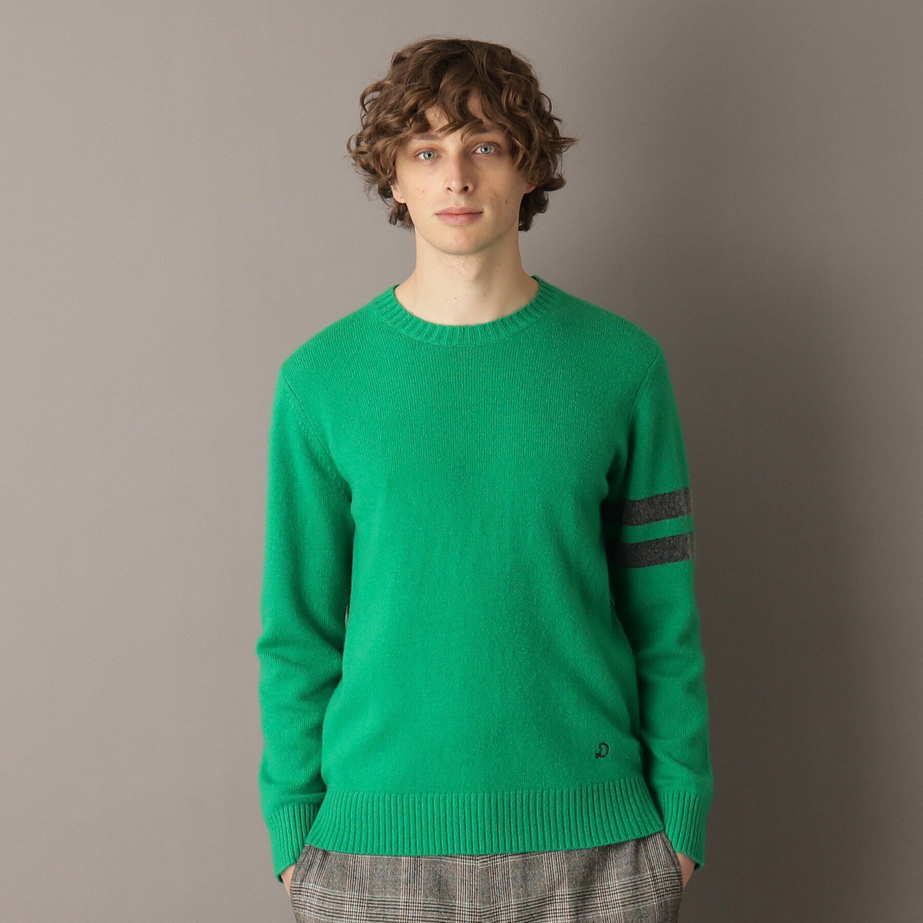 DRESSTERIOR「ラムウール混クルーネックニット」|ニット・セーター|グリーン(022)