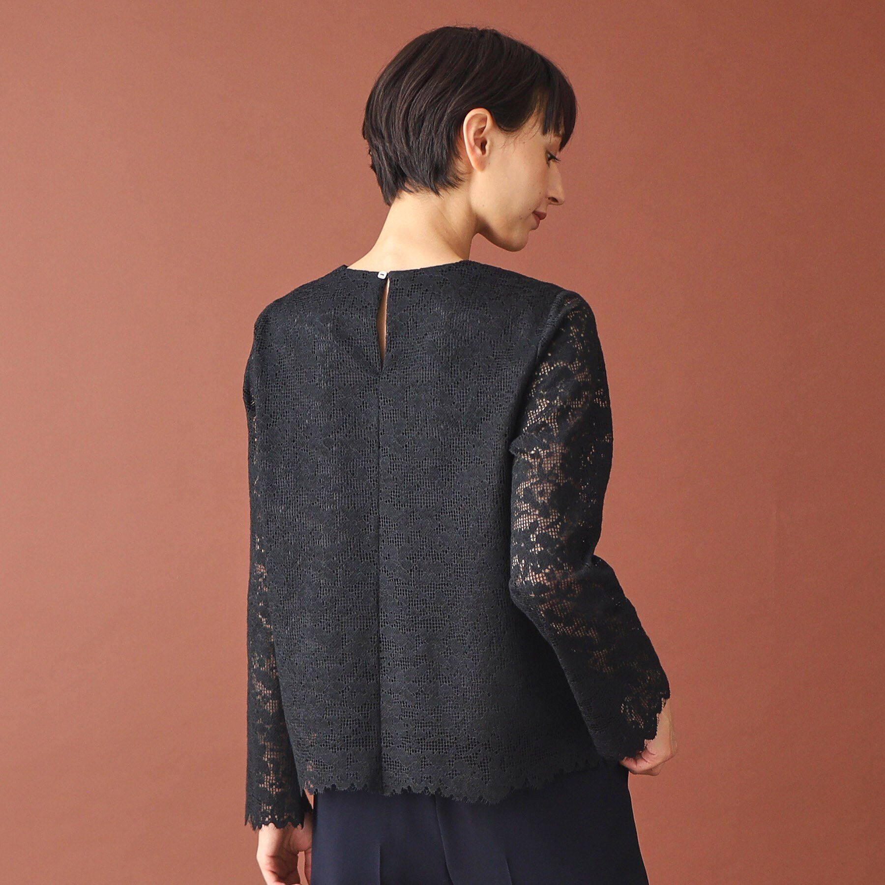 DRESSTERIOR「【通勤/セレモニー/洗える】オーガニックコットンレースブラウス」|シャツ・ブラウス|