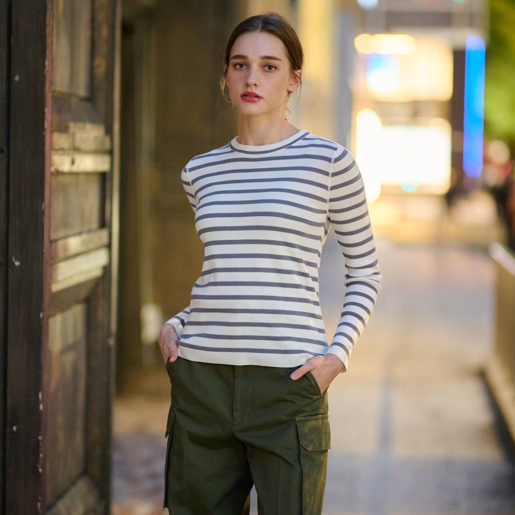 DRESSTERIOR「コットンフルニードルボーダー」|ニット・セーター|