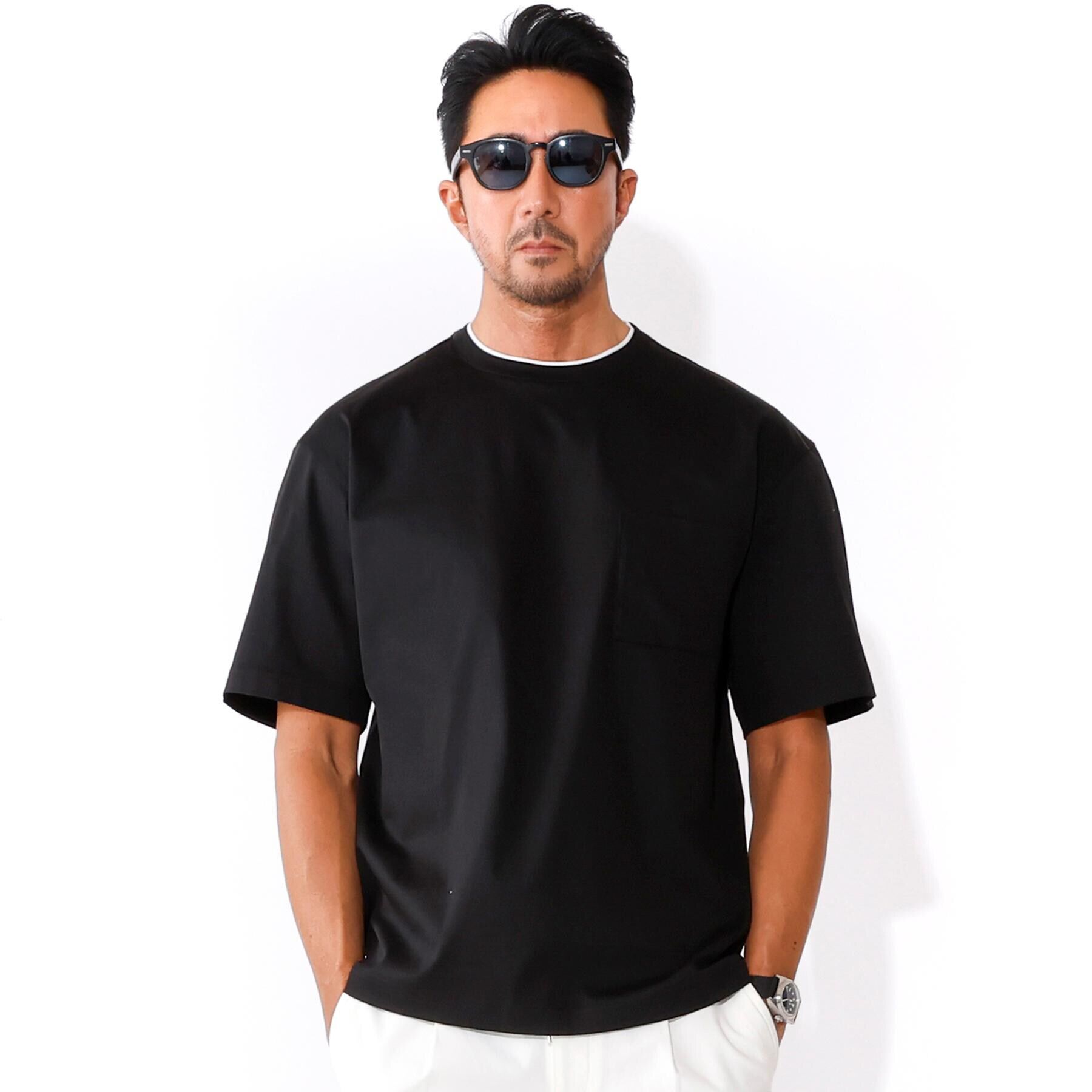 DRESSTERIOR「【干場義雅&times;DRESSTERIOR】ICE CLEAR COTTON レイヤードT」|Tシャツ・カットソー|ブラック(019)