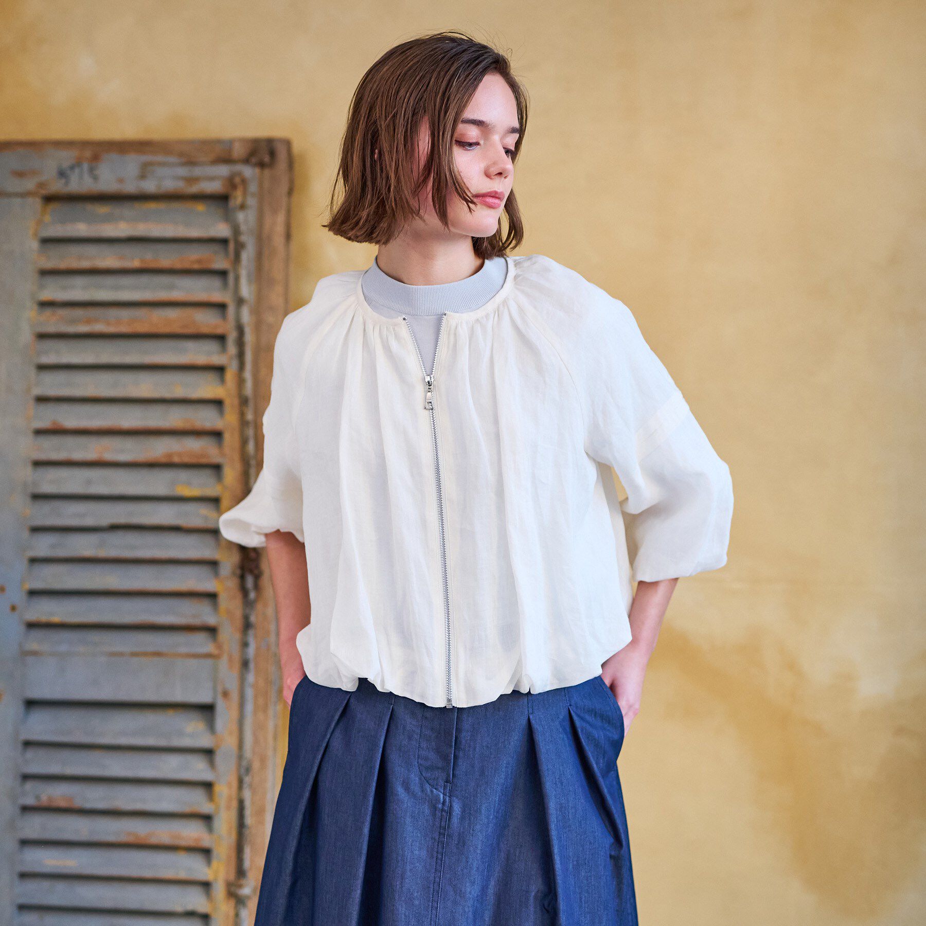 DRESSTERIOR「【洗える/リネン100％】ウォッシャブルペーパーリネンブルゾン」|ブルゾン・スタジャン|