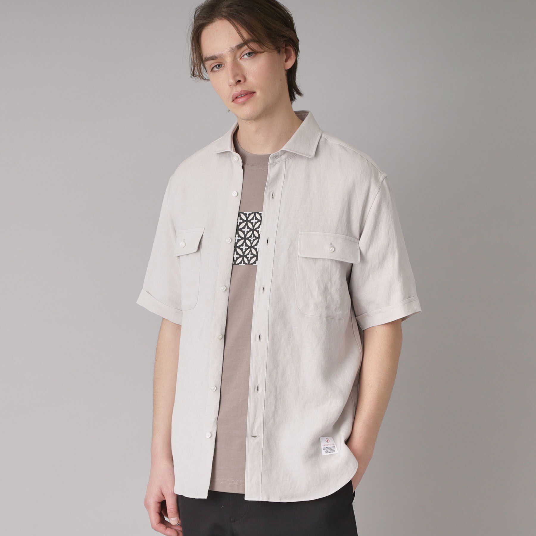 DRESSTERIOR「リネンレーヨン ハーフスリーブシャツ」|シャツ・ブラウス|