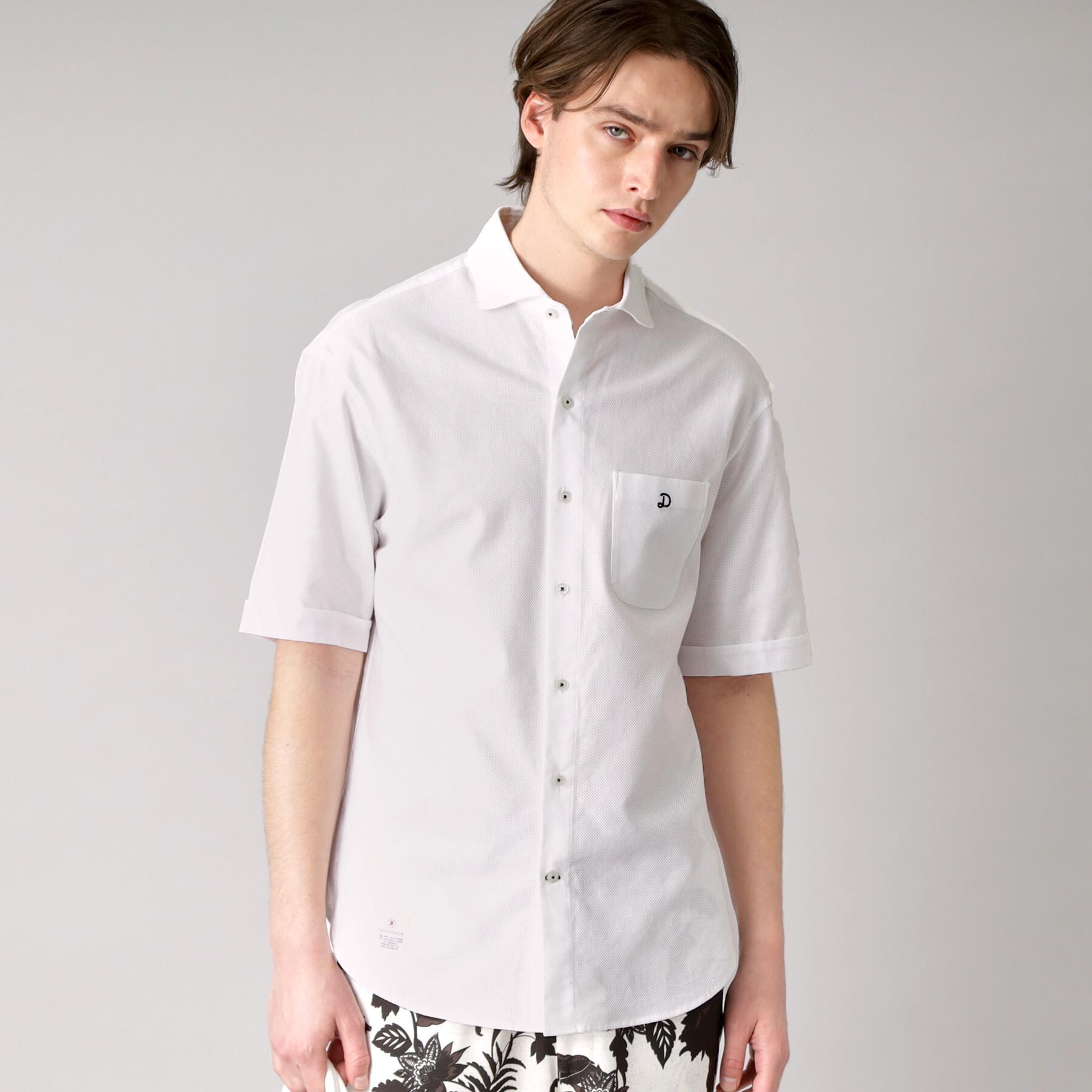 DRESSTERIOR「メッシュエアー ハーフスリーブシャツ」|シャツ・ブラウス|ホワイト(001)