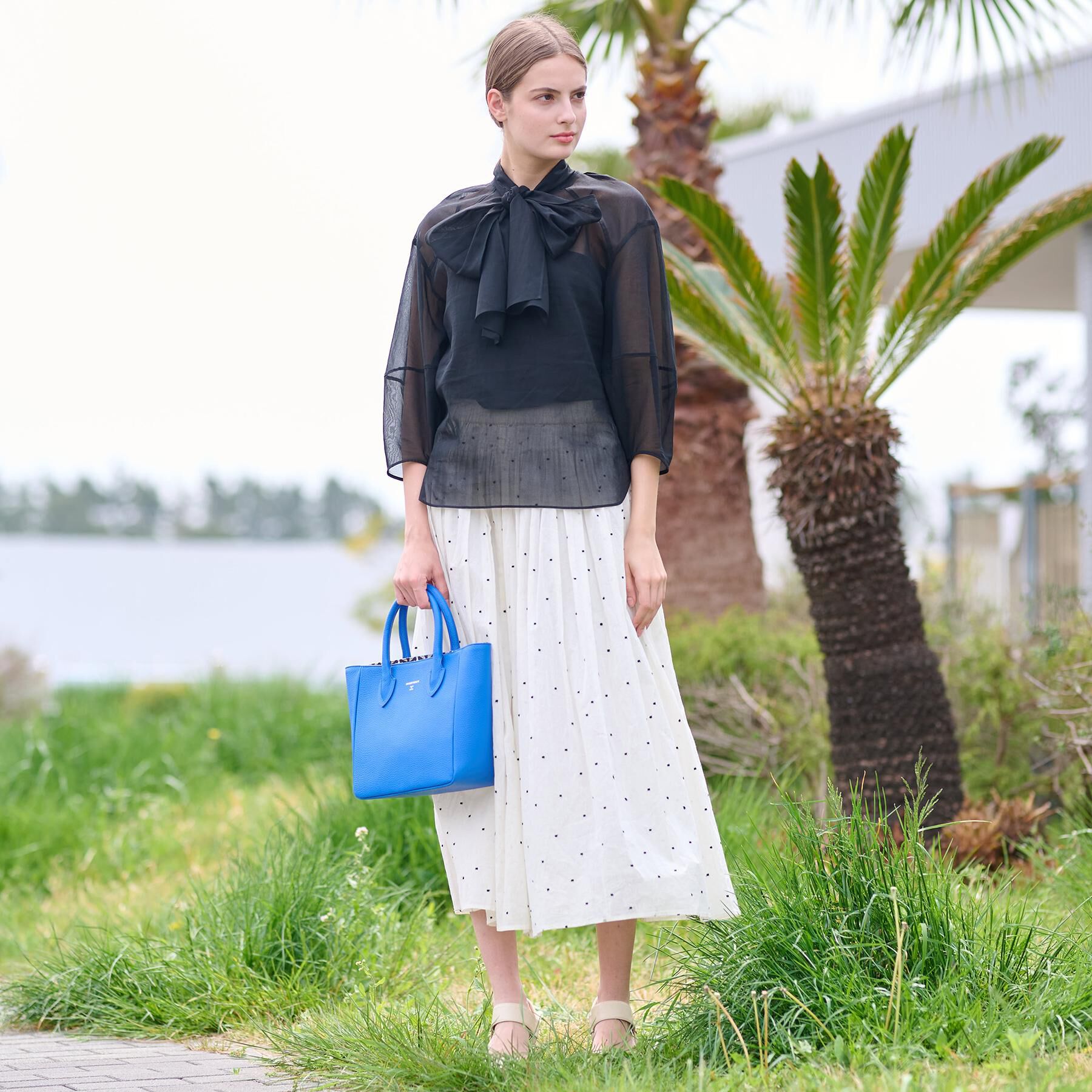 DRESSTERIOR「【2WAY/清涼感】袖ボリュームシア―ボウタイブラウス」|シャツ・ブラウス|