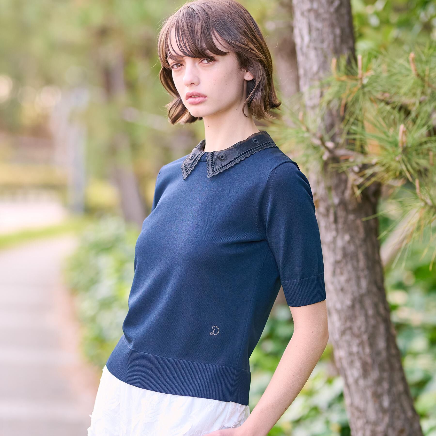 DRESSTERIOR「【洗える／2WAY】エンブロイダリーカラーニット」|ニット・セーター|