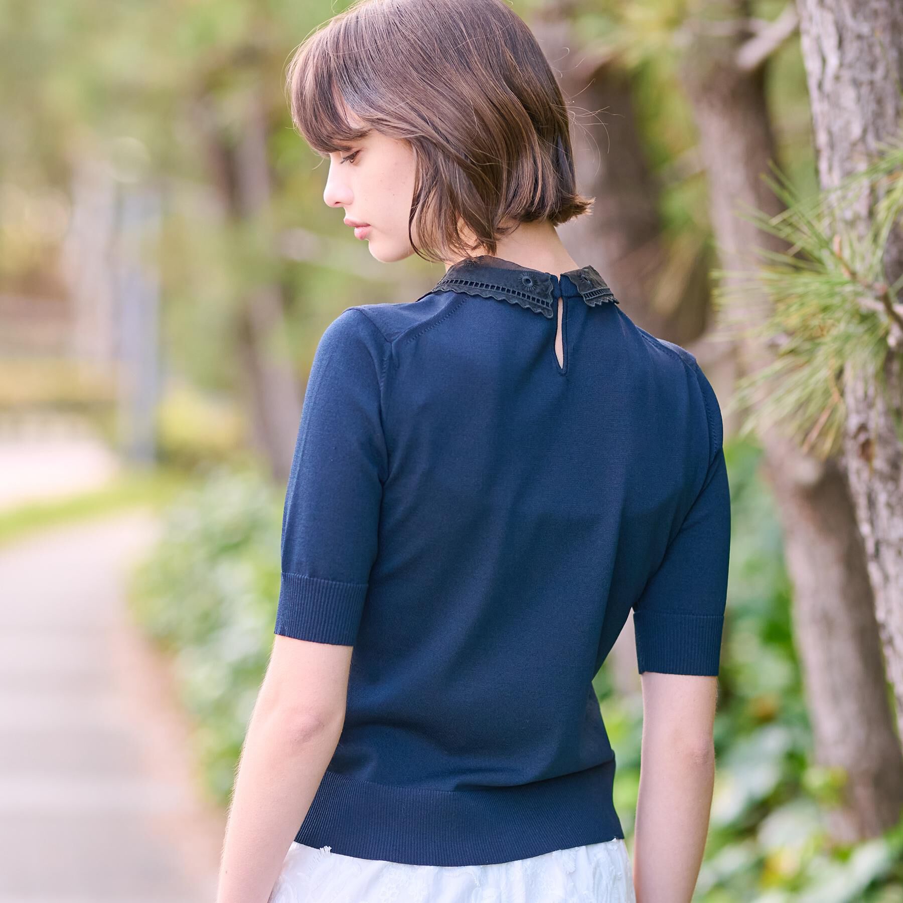 DRESSTERIOR「【洗える／2WAY】エンブロイダリーカラーニット」|ニット・セーター|