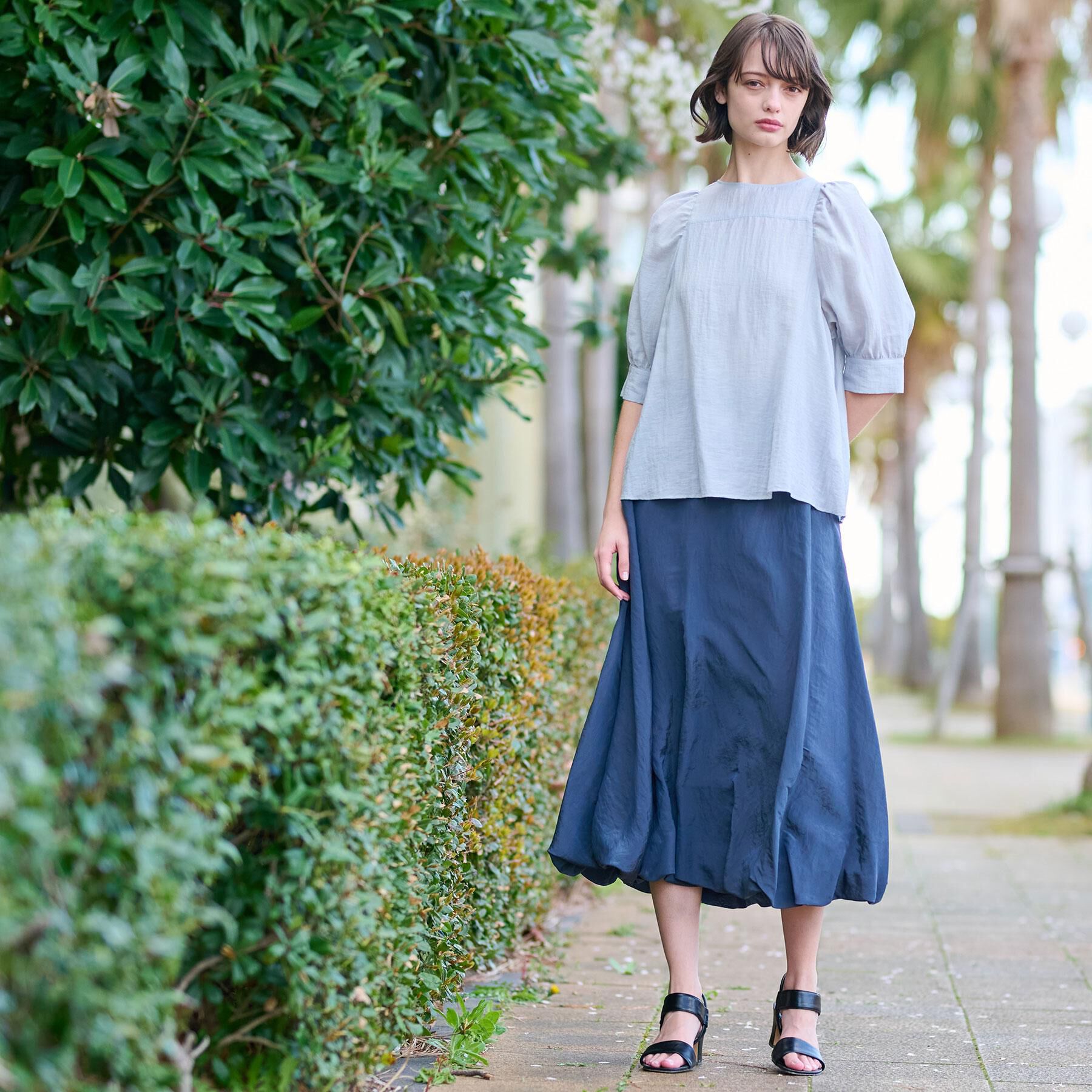 DRESSTERIOR「【洗える/清涼感】ボリュームスリーブバックジップブラウス」|シャツ・ブラウス|