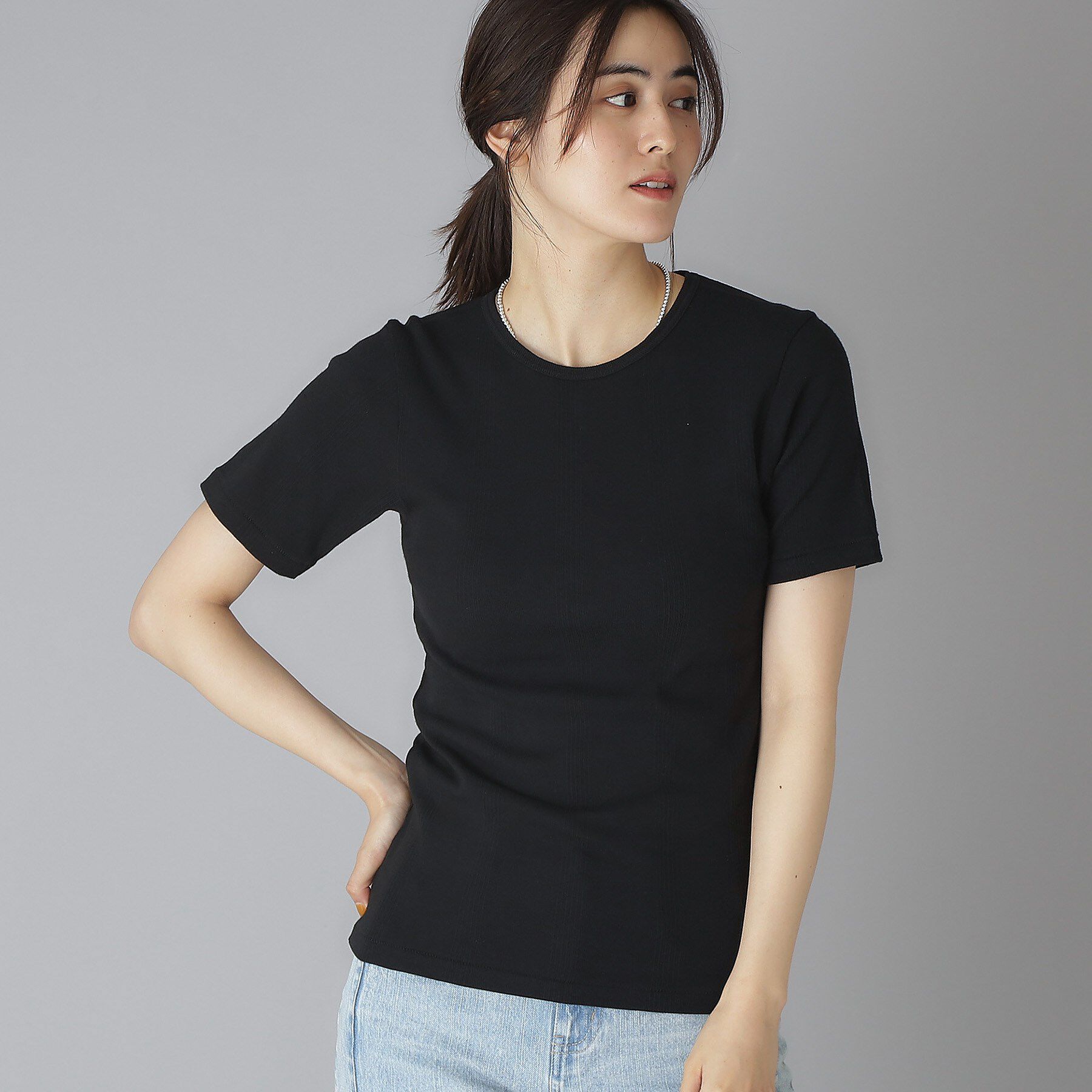 DRESSTERIOR「Robert．P．Miller（ロベルト・ピー・ミラー）パネルリブクルーネックTシャツ」|Tシャツ・カットソー|