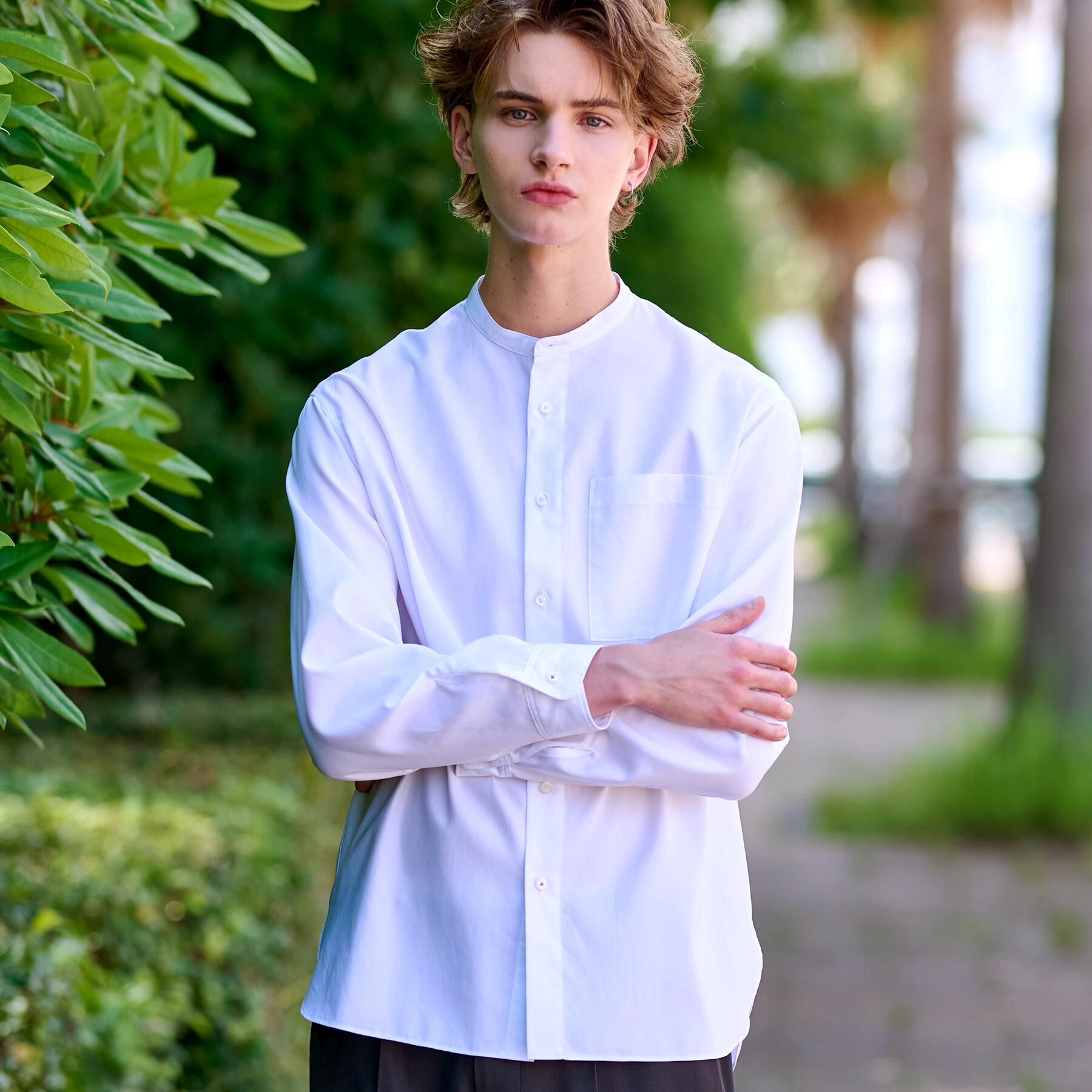 DRESSTERIOR「200双糸 バンドカラーシャツ」|シャツ・ブラウス|