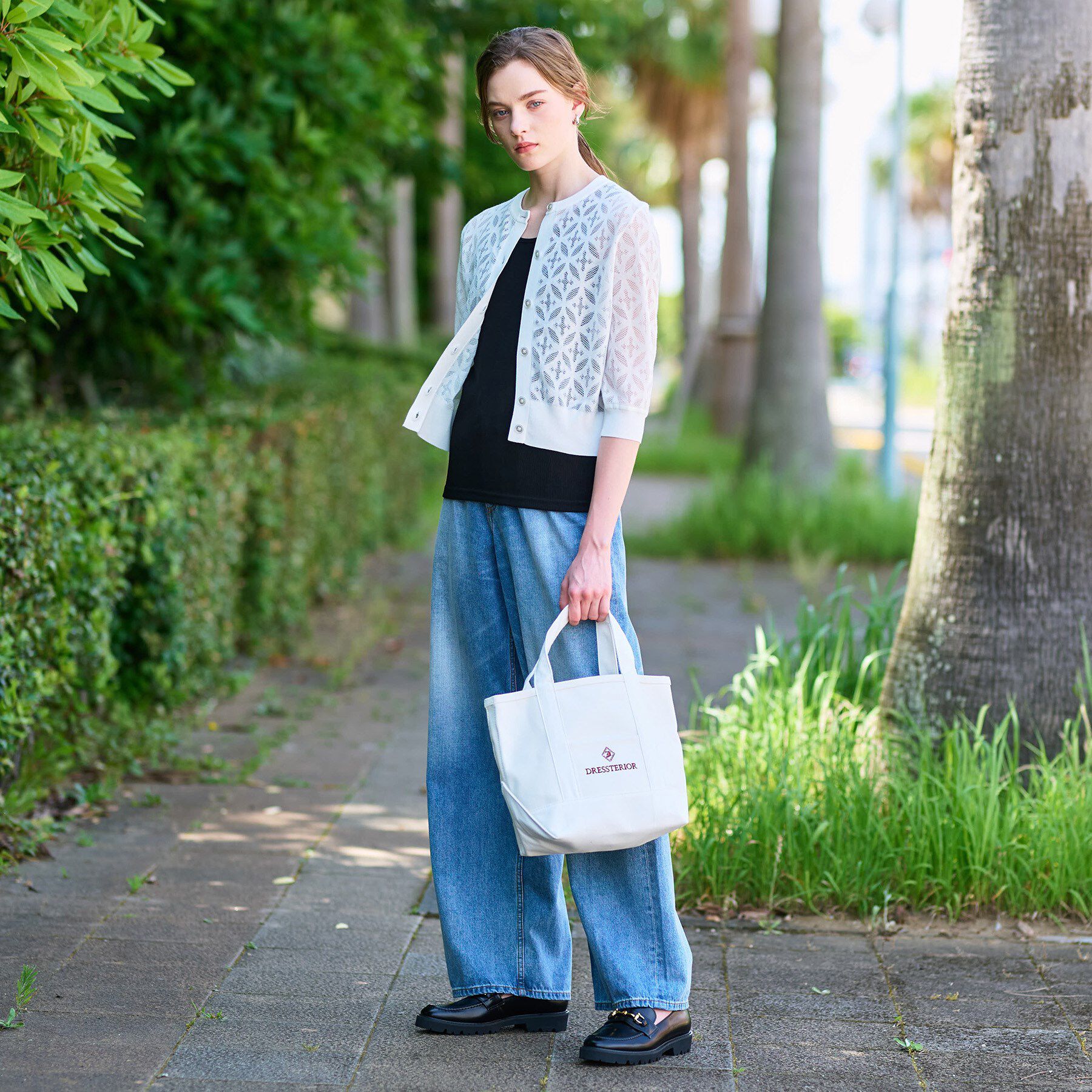 DRESSTERIOR「【洗える/シアー素材】オーバーラップレースハーフスリーブ」|カーディガン|