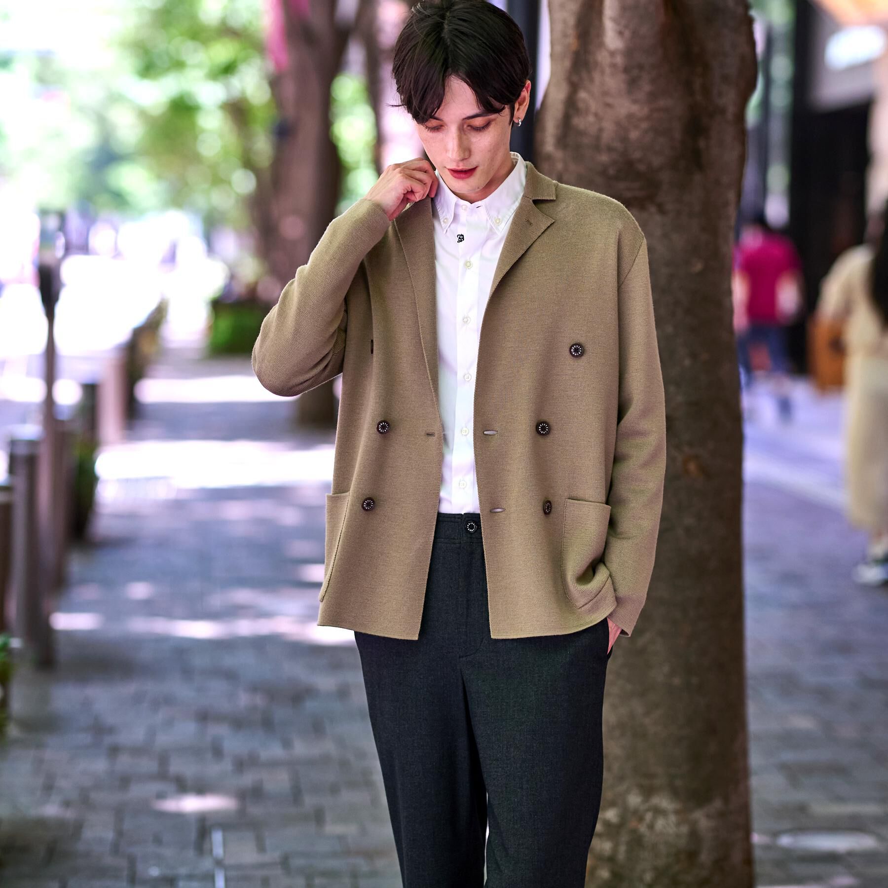 DRESSTERIOR「ダブルブレスト ニットジャケット」|テーラードジャケット|