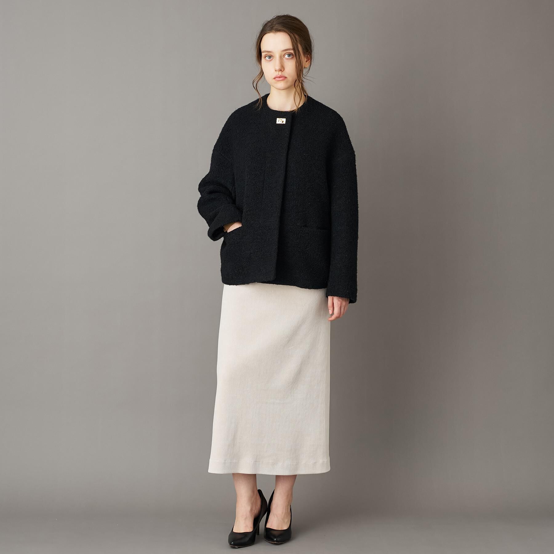 DRESSTERIOR「ループヤーンショートジャケット」|ノーカラーコート|