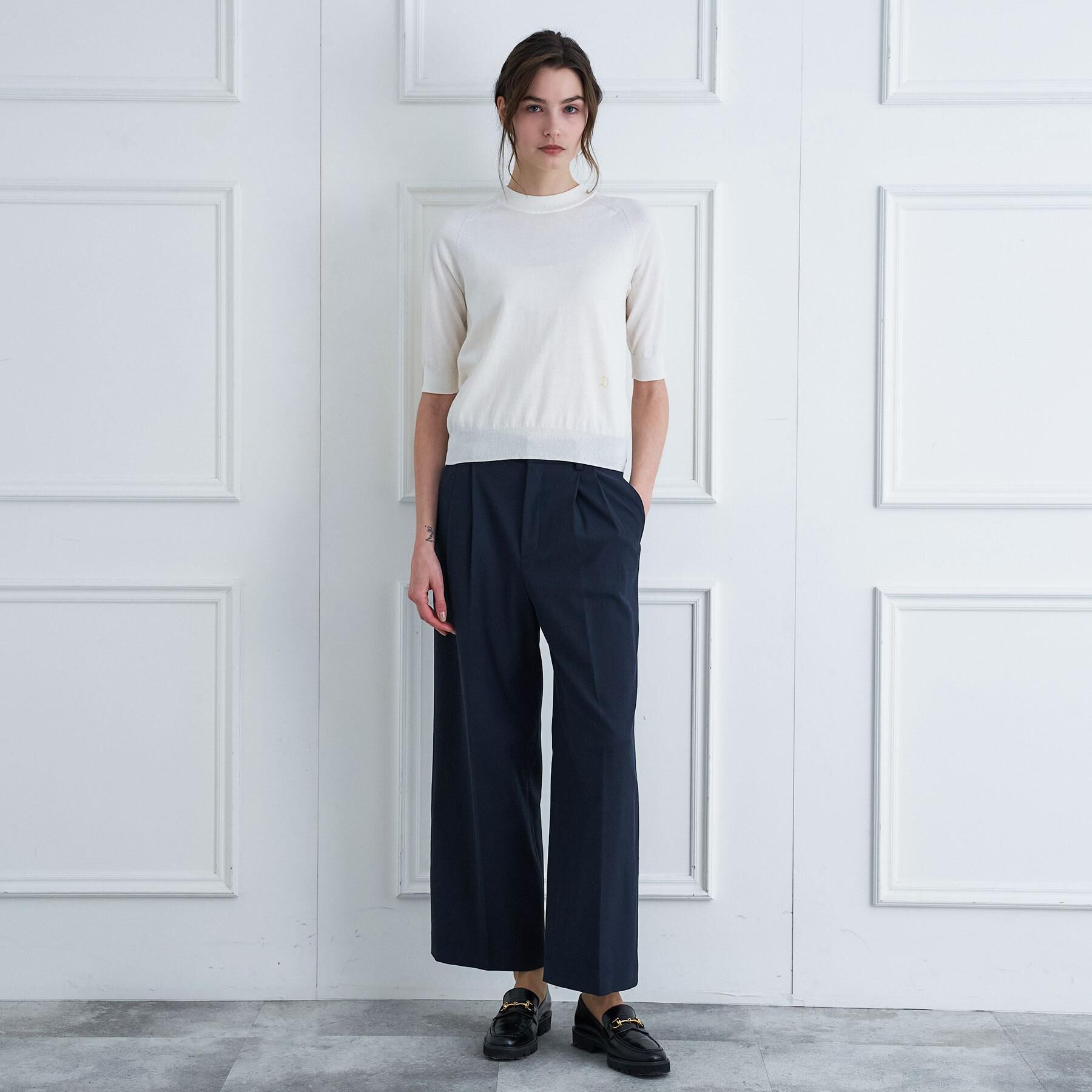 DRESSTERIOR「【ウォッシャブル】コットンシルクハーフスリーブニット」|ニット・セーター|