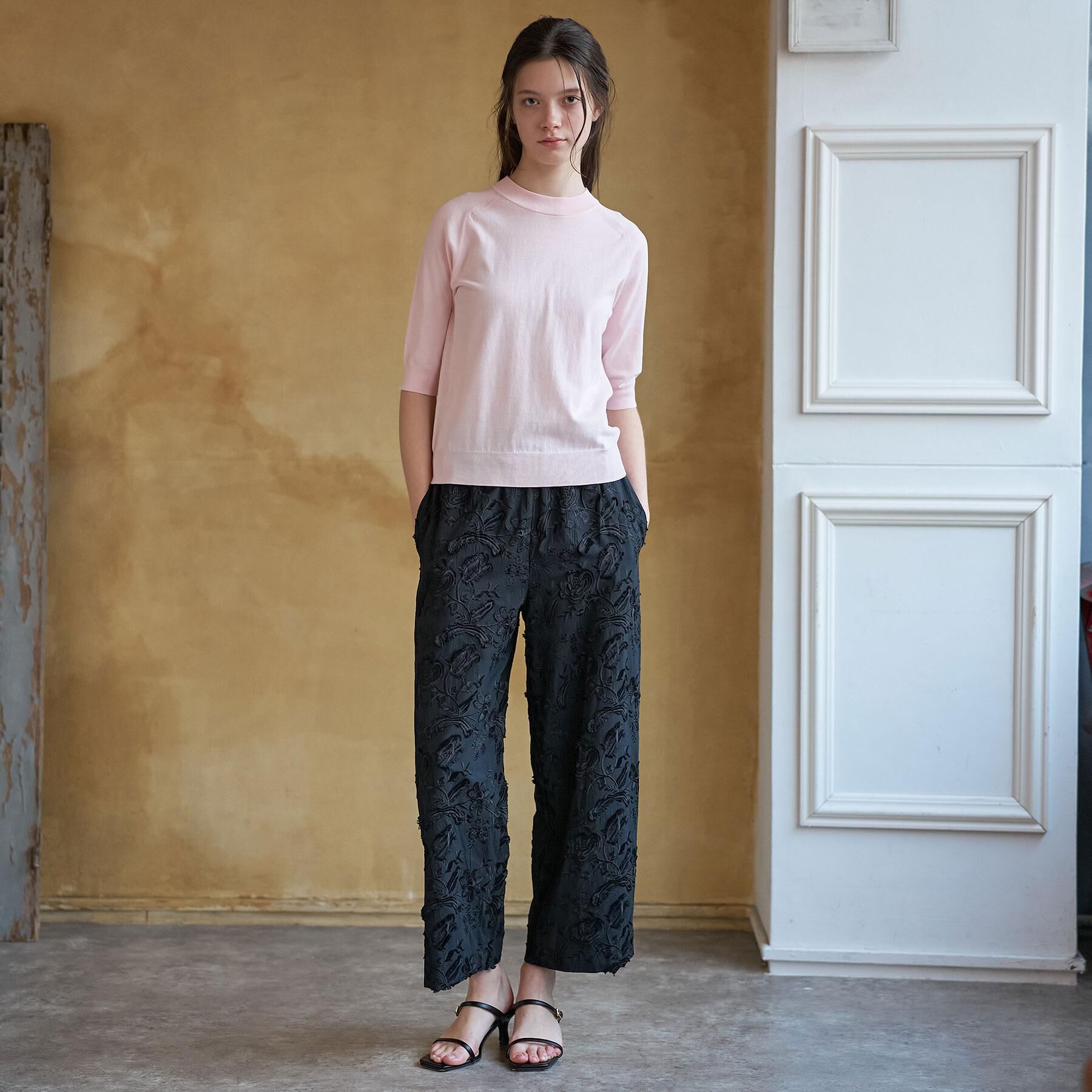 DRESSTERIOR「【ウォッシャブル】コットンシルクハーフスリーブニット」|ニット・セーター|