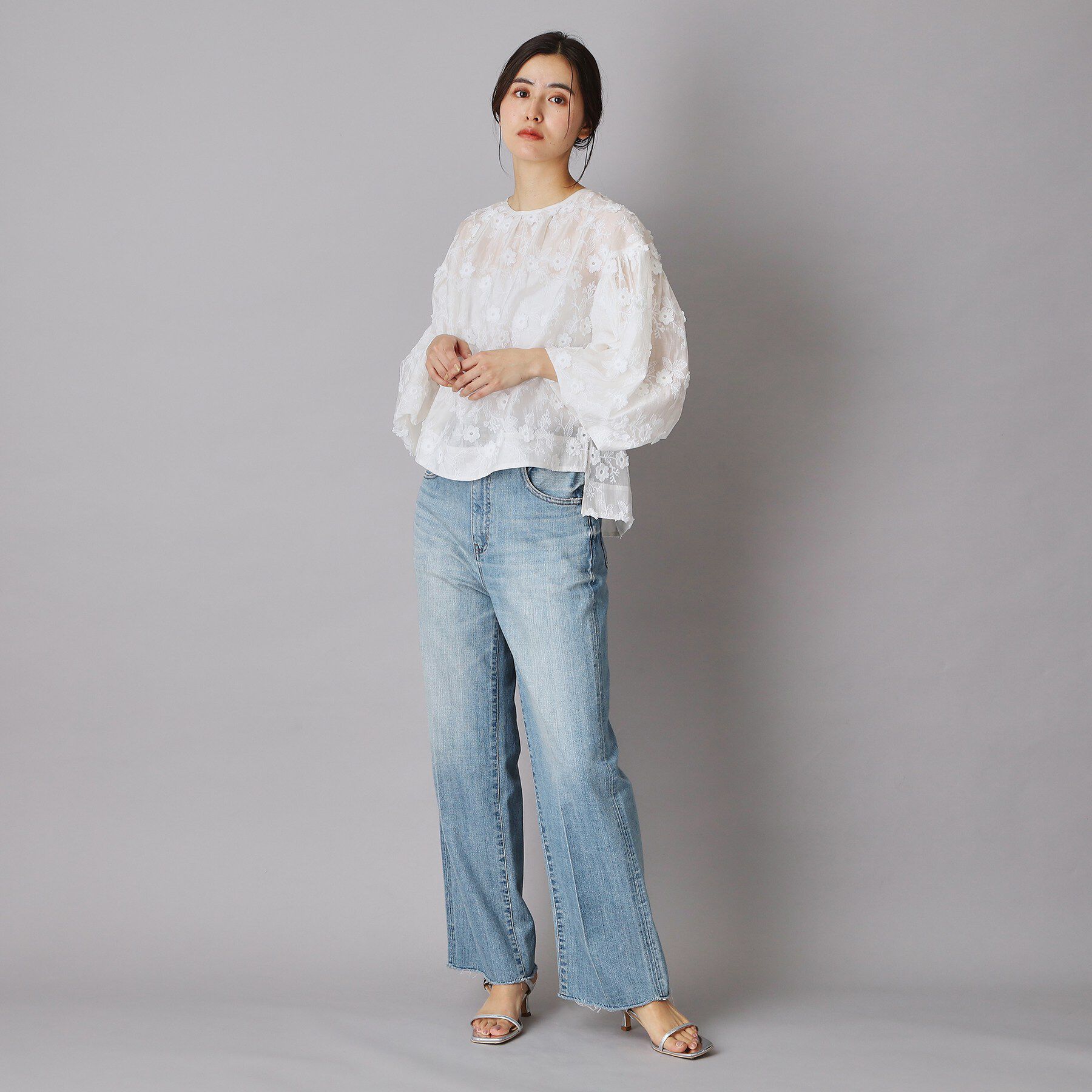 DRESSTERIOR「【着映え/ウォッシャブル】フラワーエンブロイダリーボリュームブラウス」|シャツ・ブラウス|