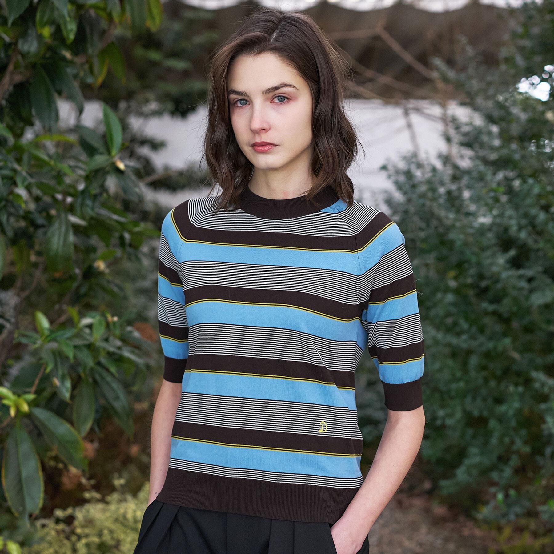 DRESSTERIOR「【otonaMUSE5月号掲載】コットンシルクマルチボーダーニット」|ニット・セーター|ブラウン(344)