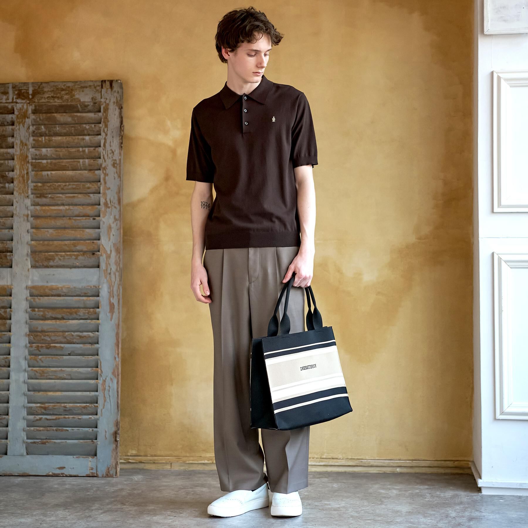 DRESSTERIOR「【ウォッシャブル】コットンシルク混 ニットポロシャツ」|ニット・セーター|