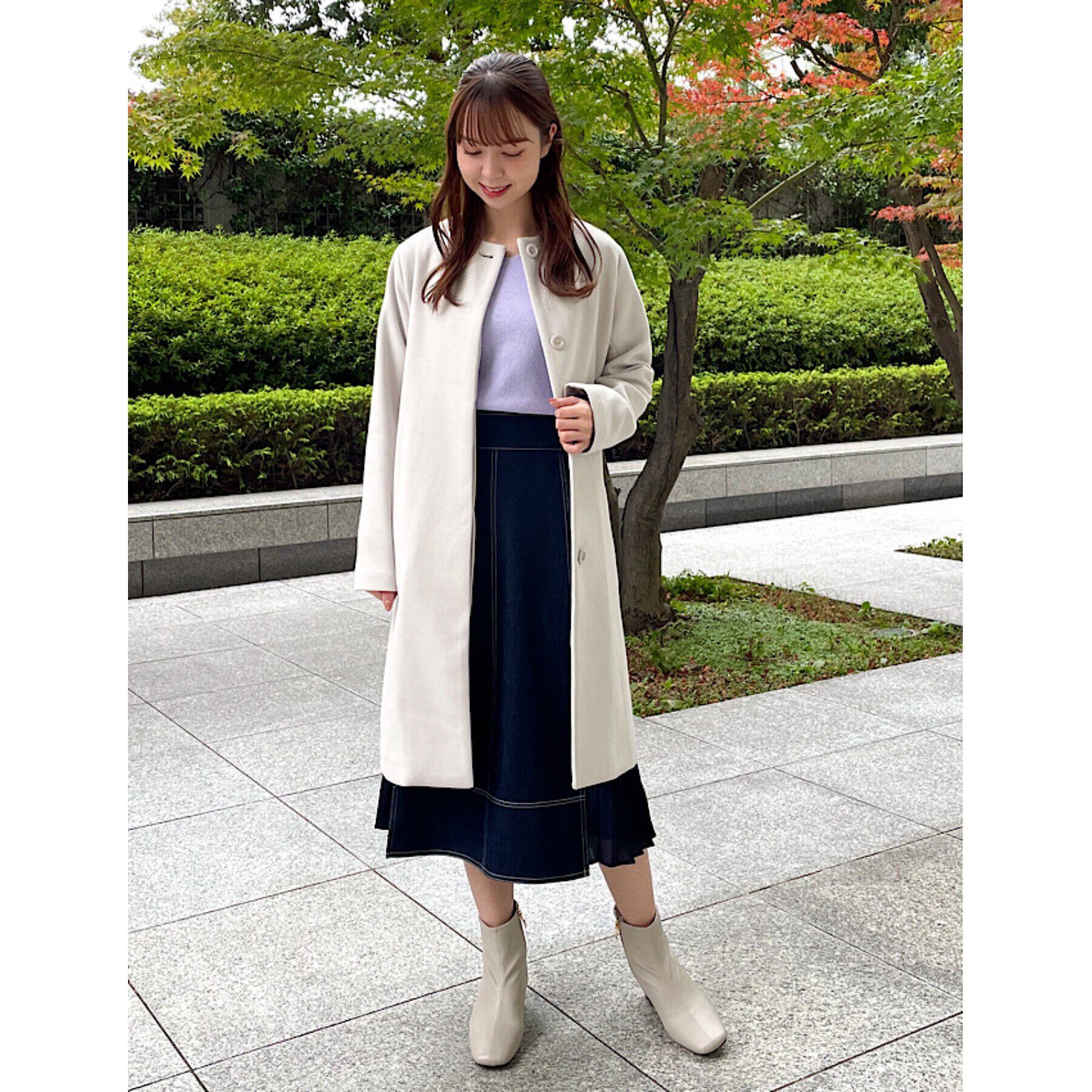 grove「グローブ人気のスカート！デニムサイドプリーツスカート」|スカート|