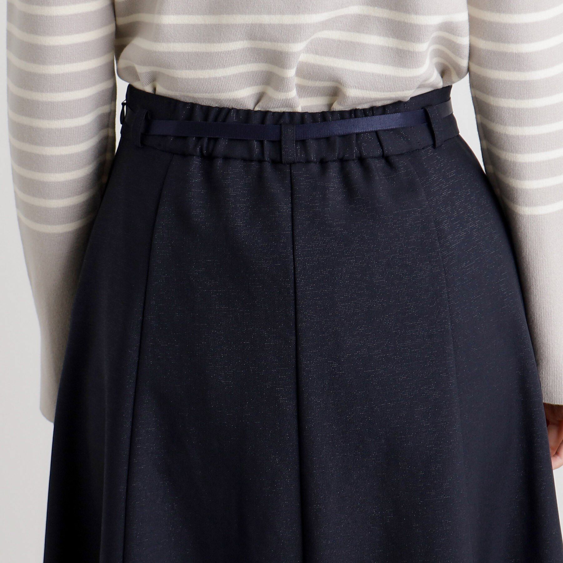 grove「ベルト付きラメツイルフレアスカート」|スカート|