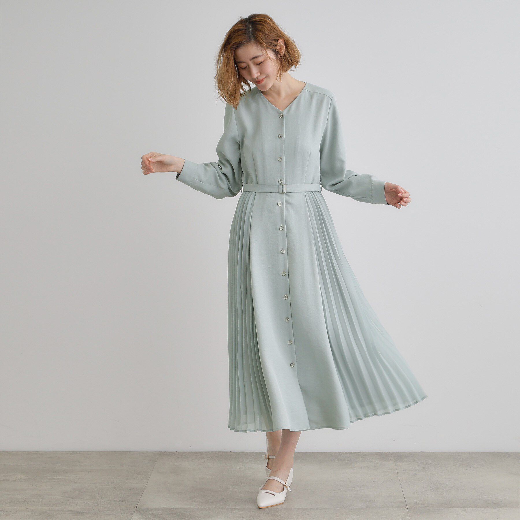 grove「サイドプリーツシャツワンピース」|ワンピース|