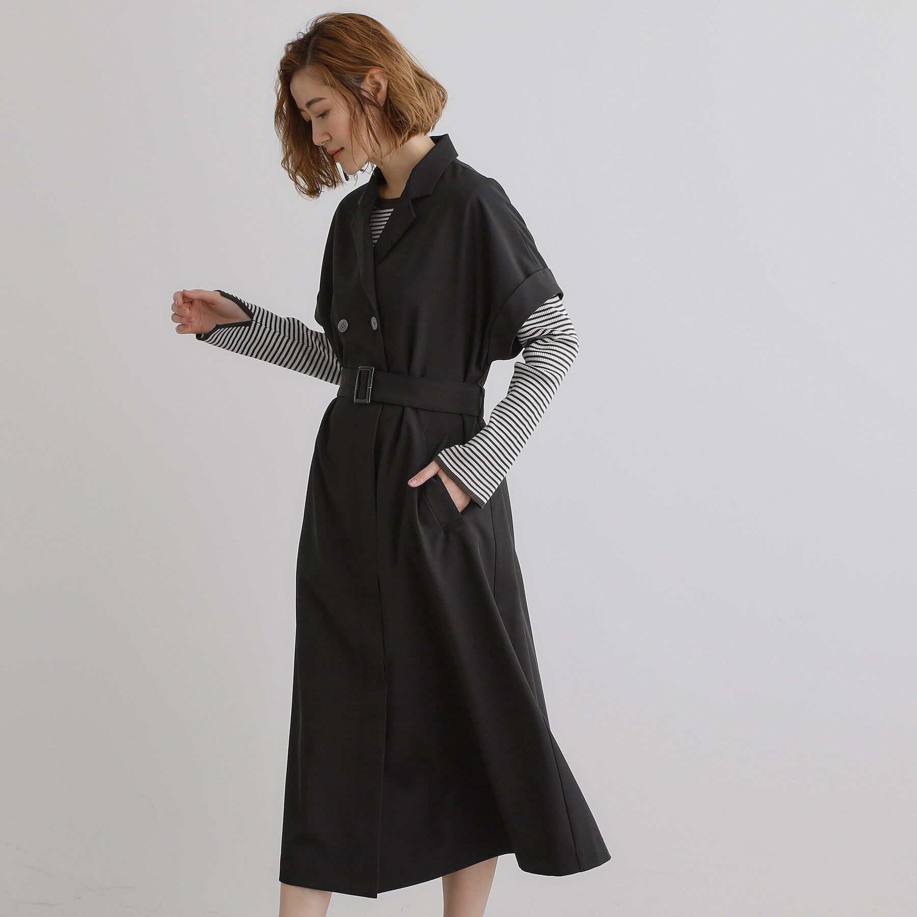 grove「【雑誌掲載】シーズレスで使えるトレンチライク2WAYワンピース」|ワンピース|