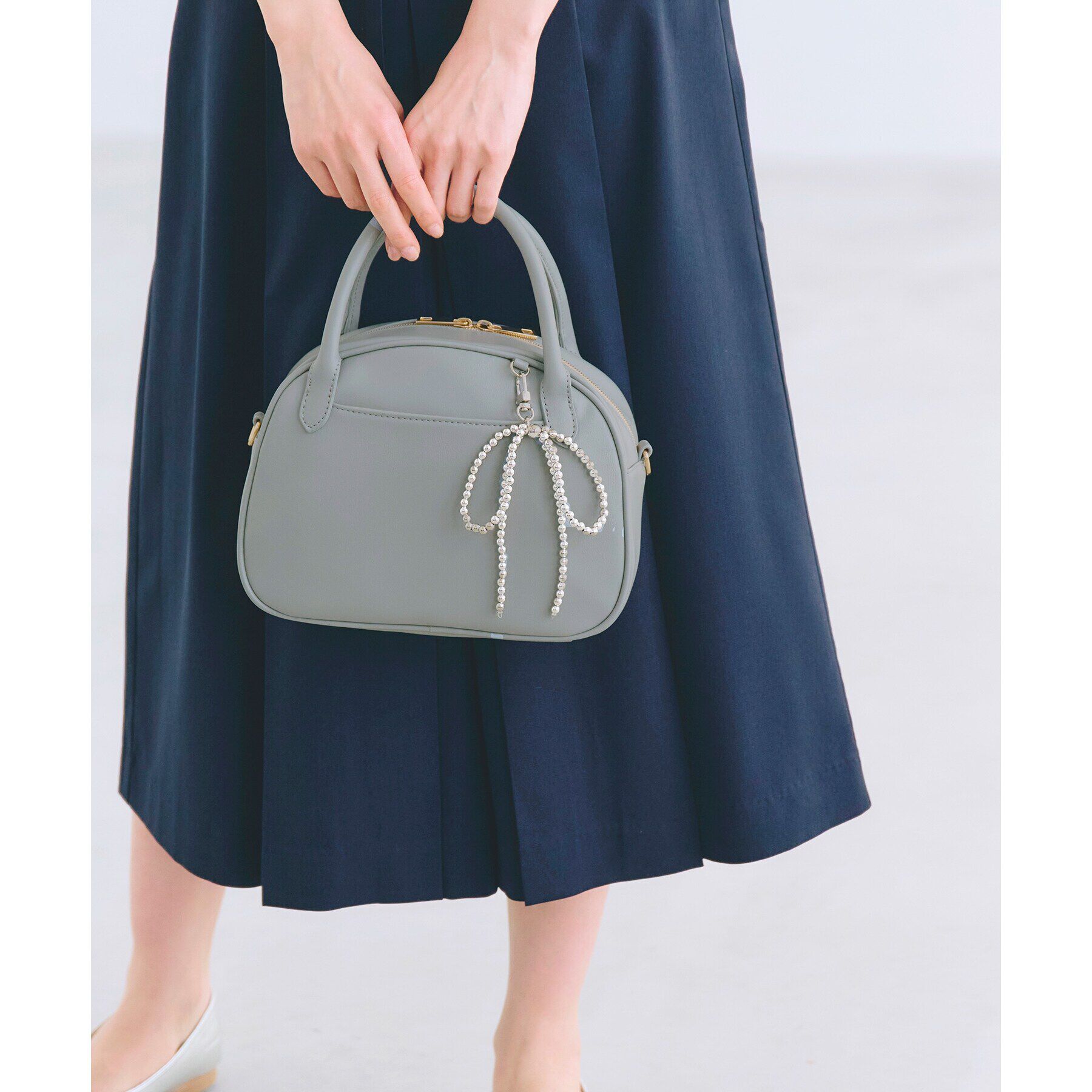 grove「リボンチャーム2WAYボストン」|ボストンバッグ|ブルー(091)