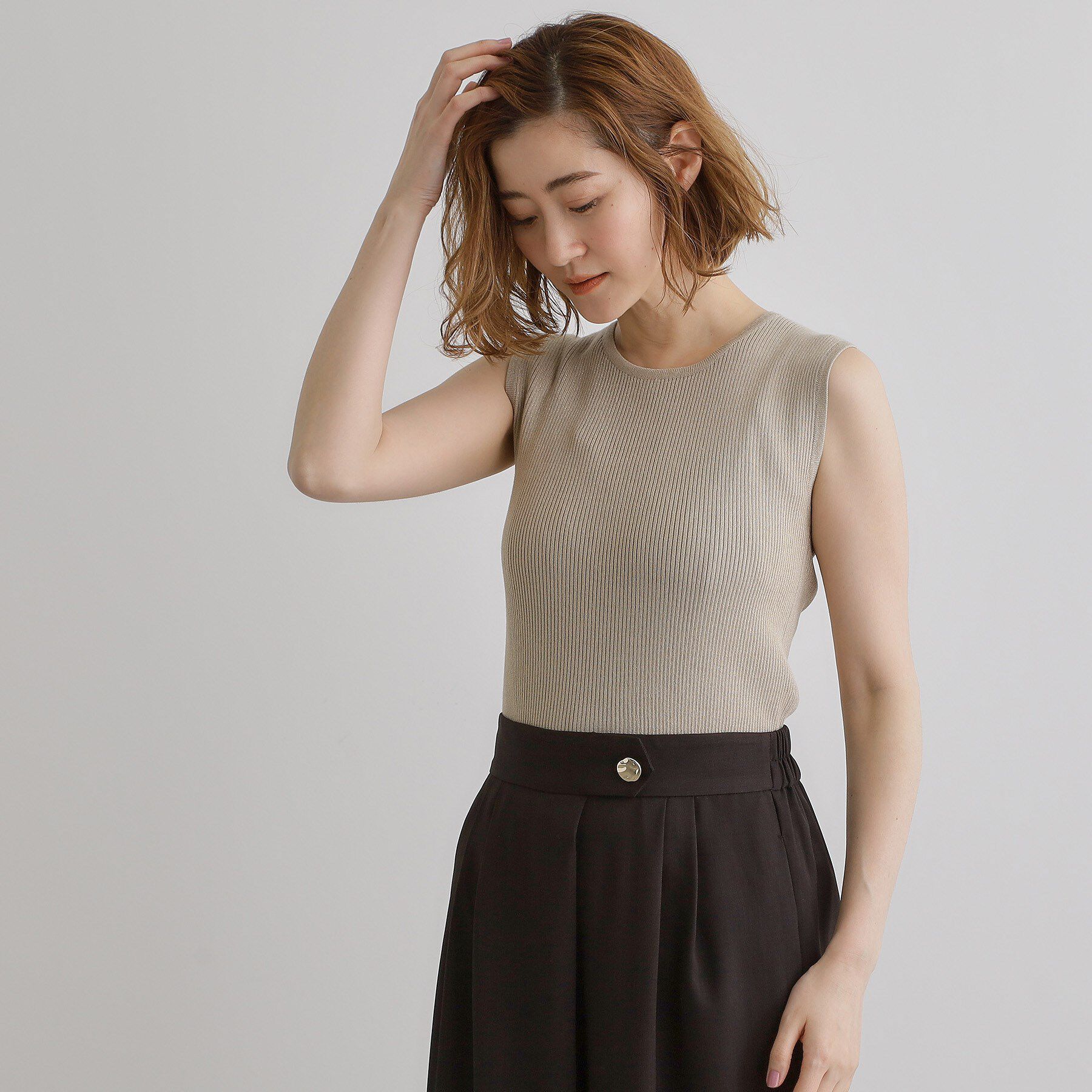 grove「さりげないラメで毎日のコーデにアクセントを リブラメニットタンク」|キャミソール|