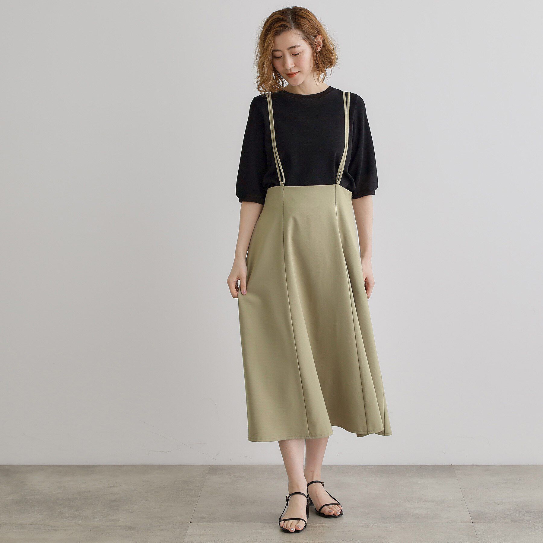 grove「ダブルストラップフレアスカート」|スカート|