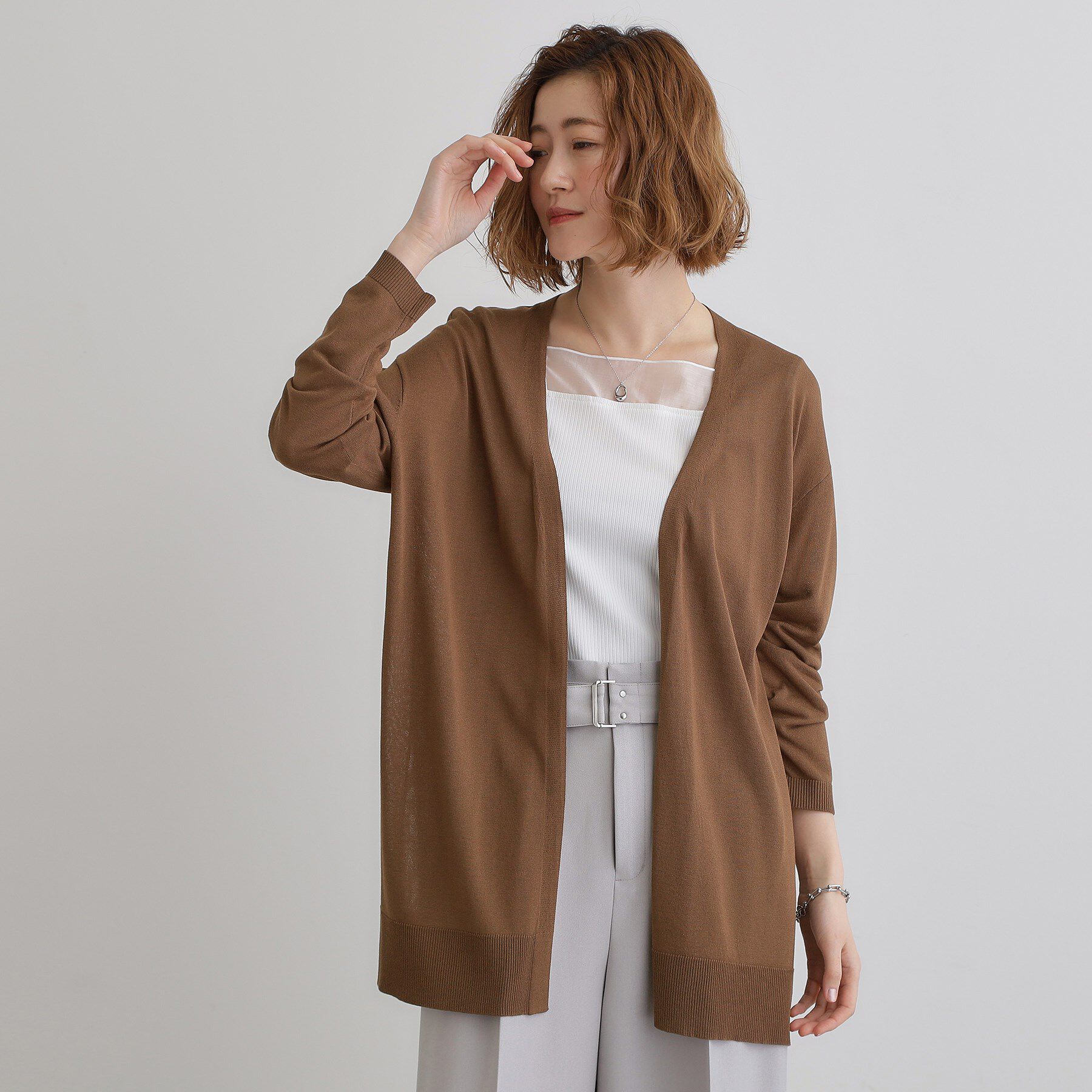 grove「【接触冷感/UVカットetc】夏に嬉しい機能付き！ベーシックロングカーディガン」|カーディガン|