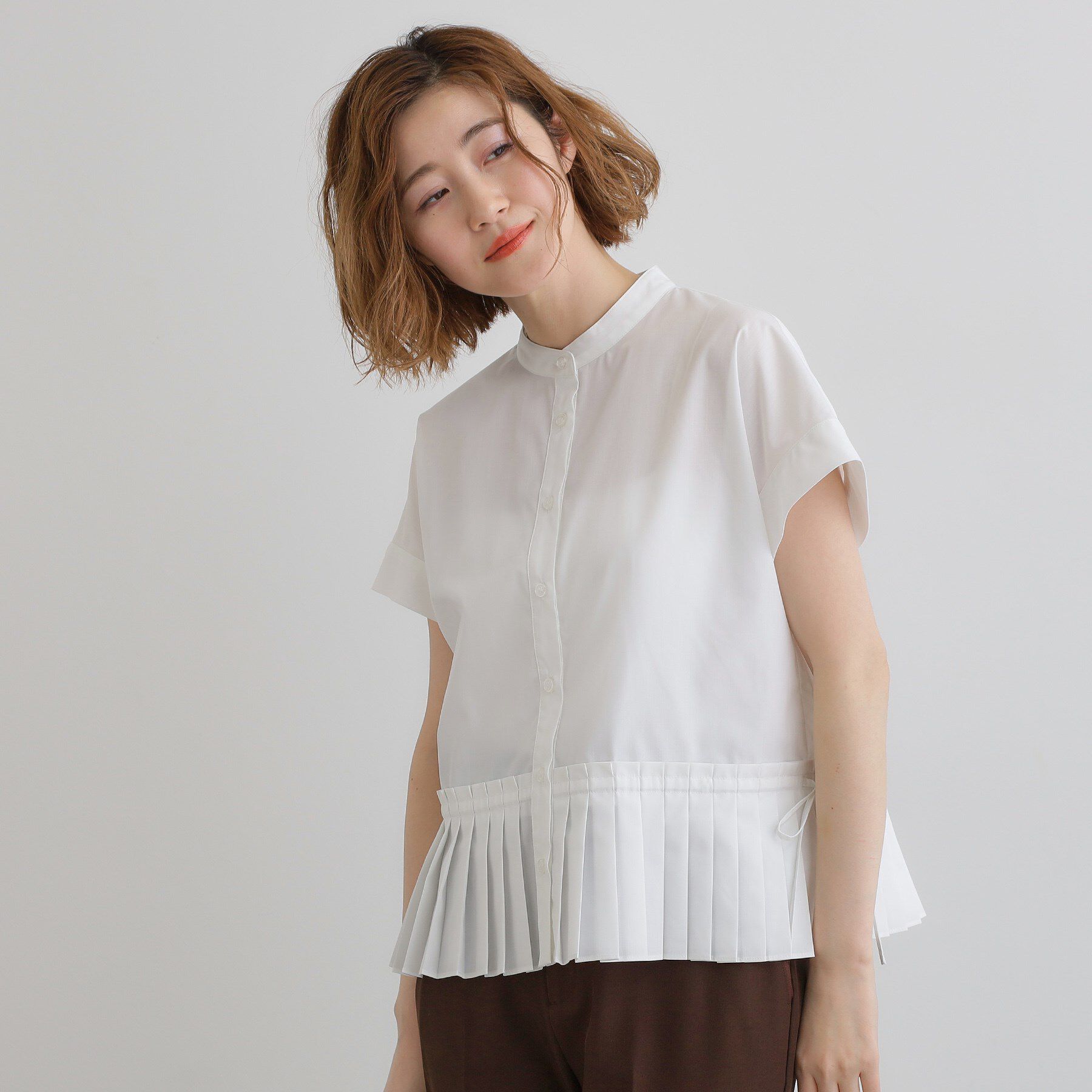 grove「キレイに見えて嬉しい 裾プリーツシャツ」|シャツ・ブラウス|