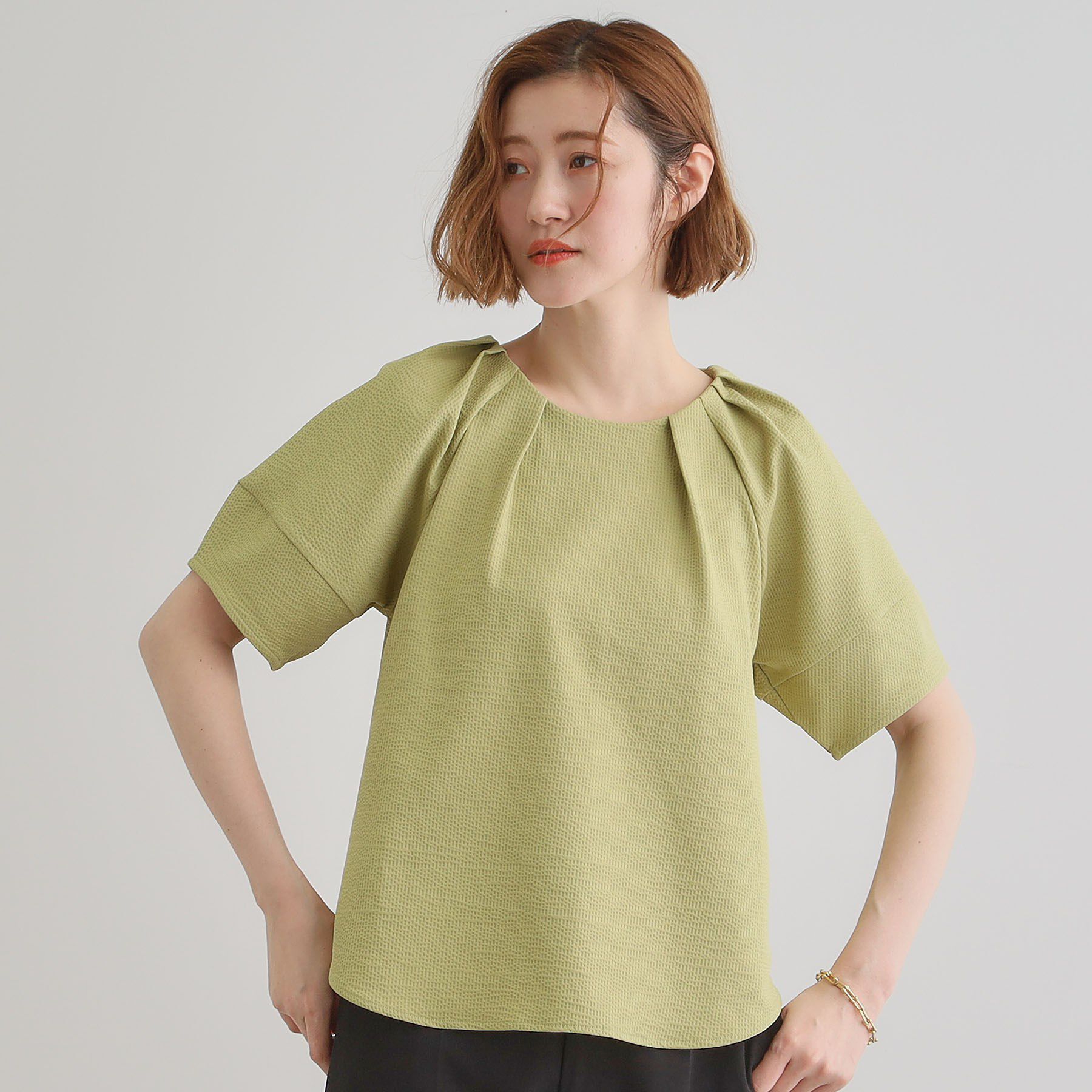 grove「楽してきまる ランタンスリーブプルオーバー」|Tシャツ・カットソー|グリーン(022)