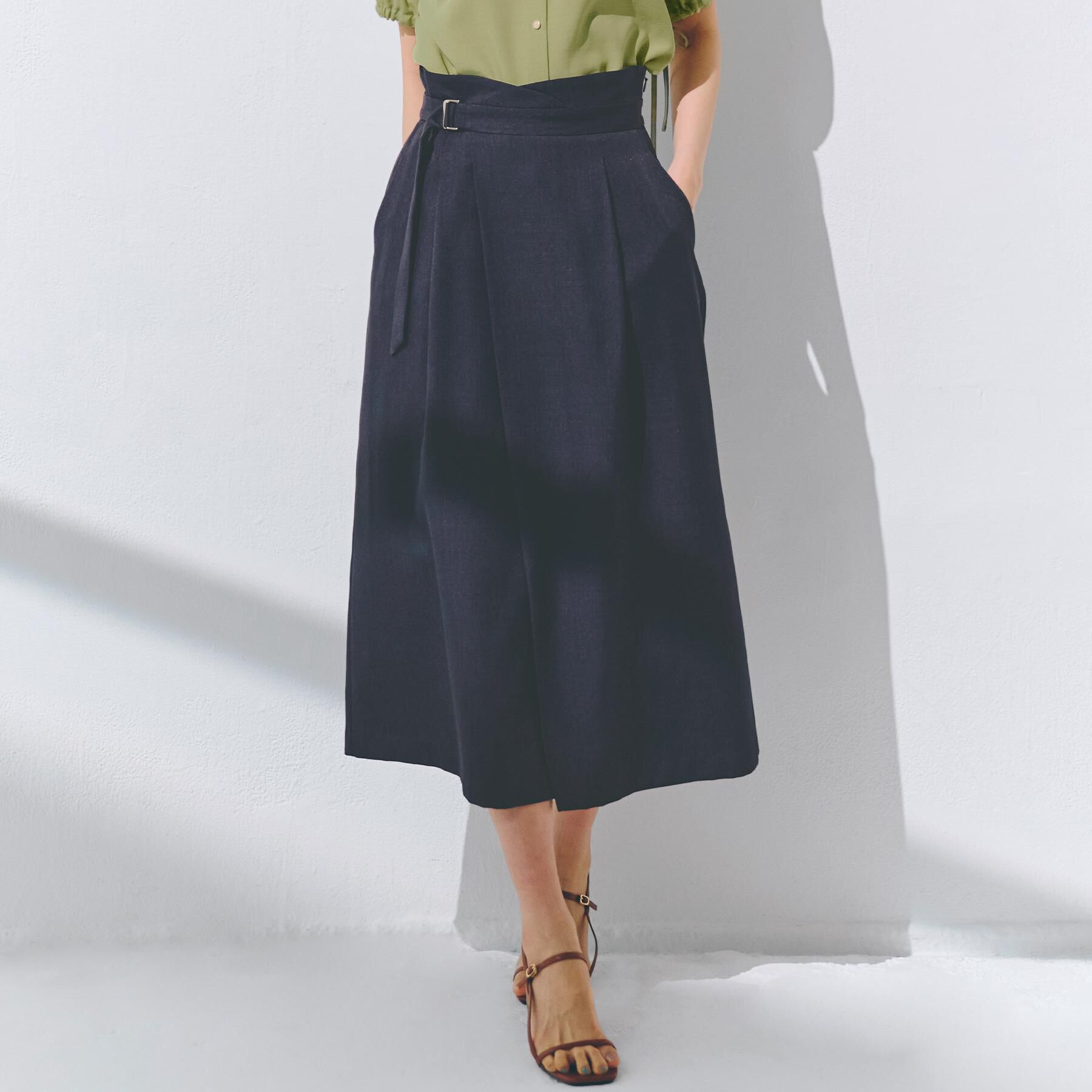 grove「エレガントに着こなすラップ風タックスカート」|スカート|ネイビー(094)